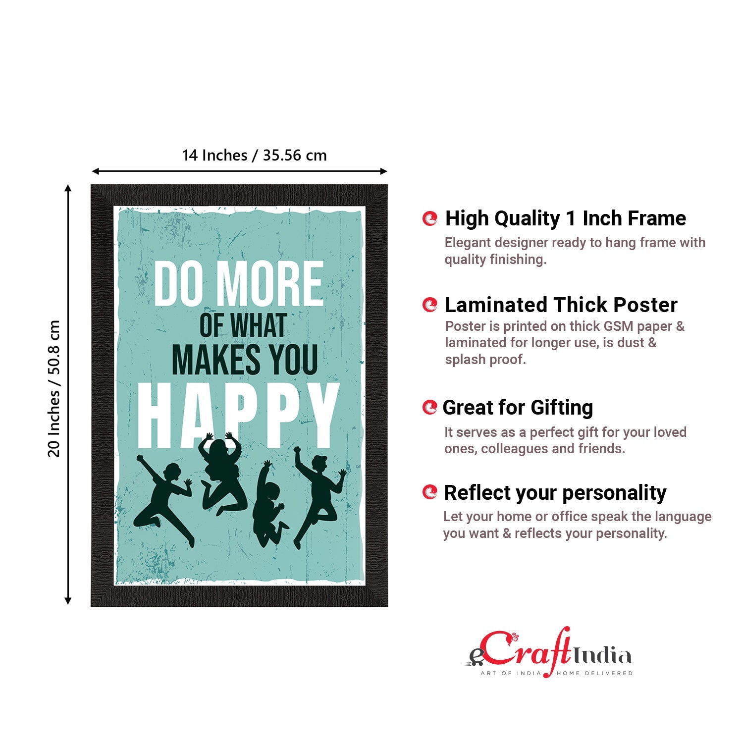 "Do More Of What Makes You Happy" Motivational Quote Satin Matt Texture UV Art Painting Kafalo