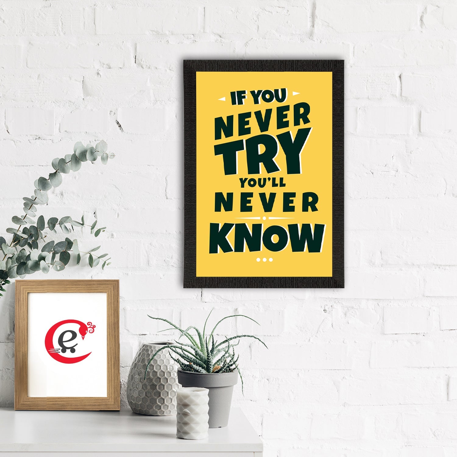 "If You Never Try, You'll Never Know" Motivational Quote Satin Matt Texture UV Art Painting Kafalo