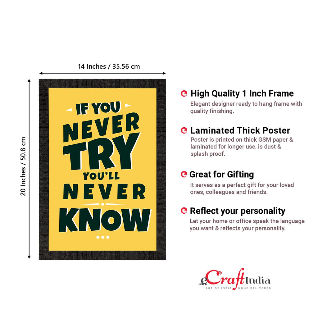 "If You Never Try, You'll Never Know" Motivational Quote Satin Matt Texture UV Art Painting Kafalo
