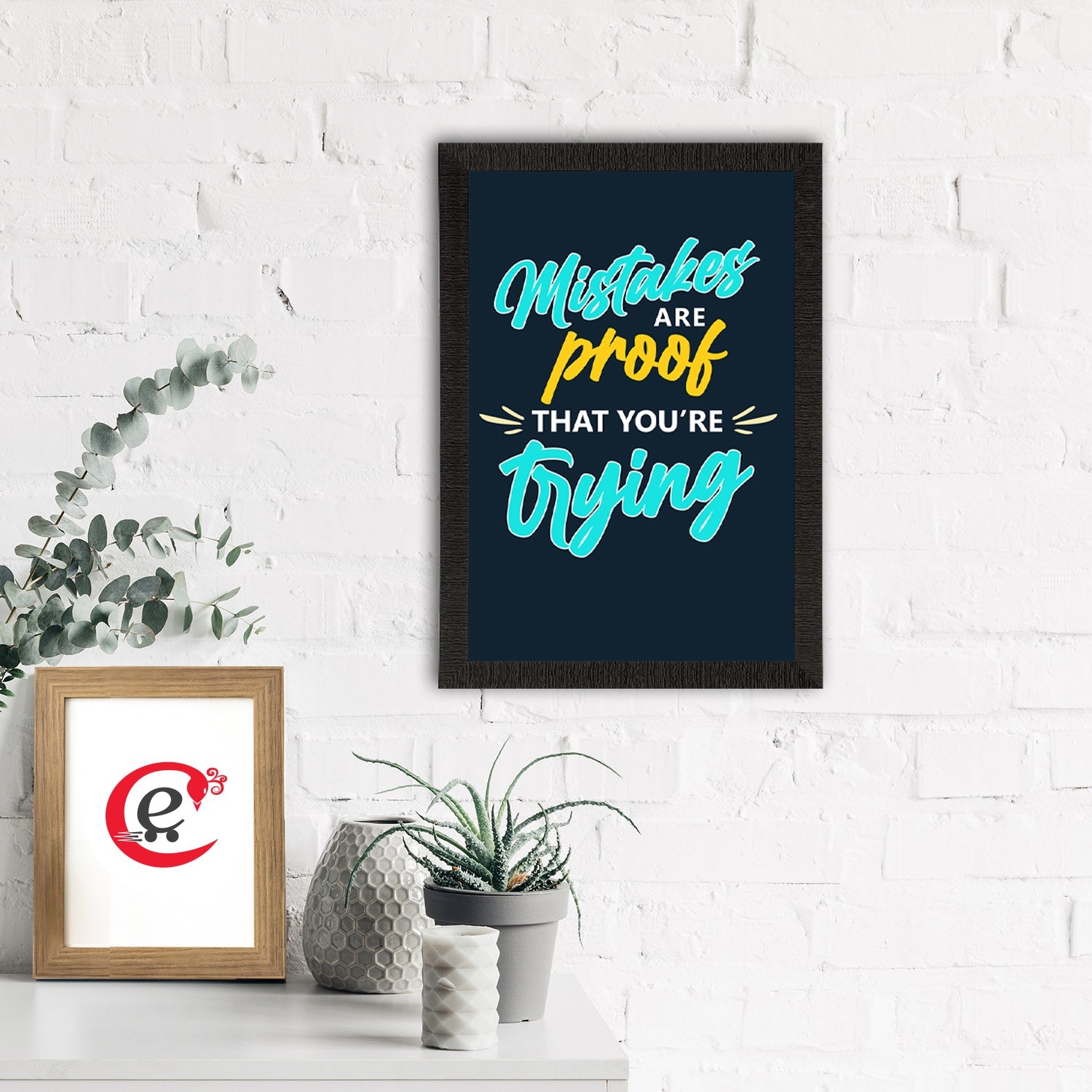 "Mistakes Are Proof That You're Trying" Motivational Quote Satin Matt Texture UV Art Painting Kafalo