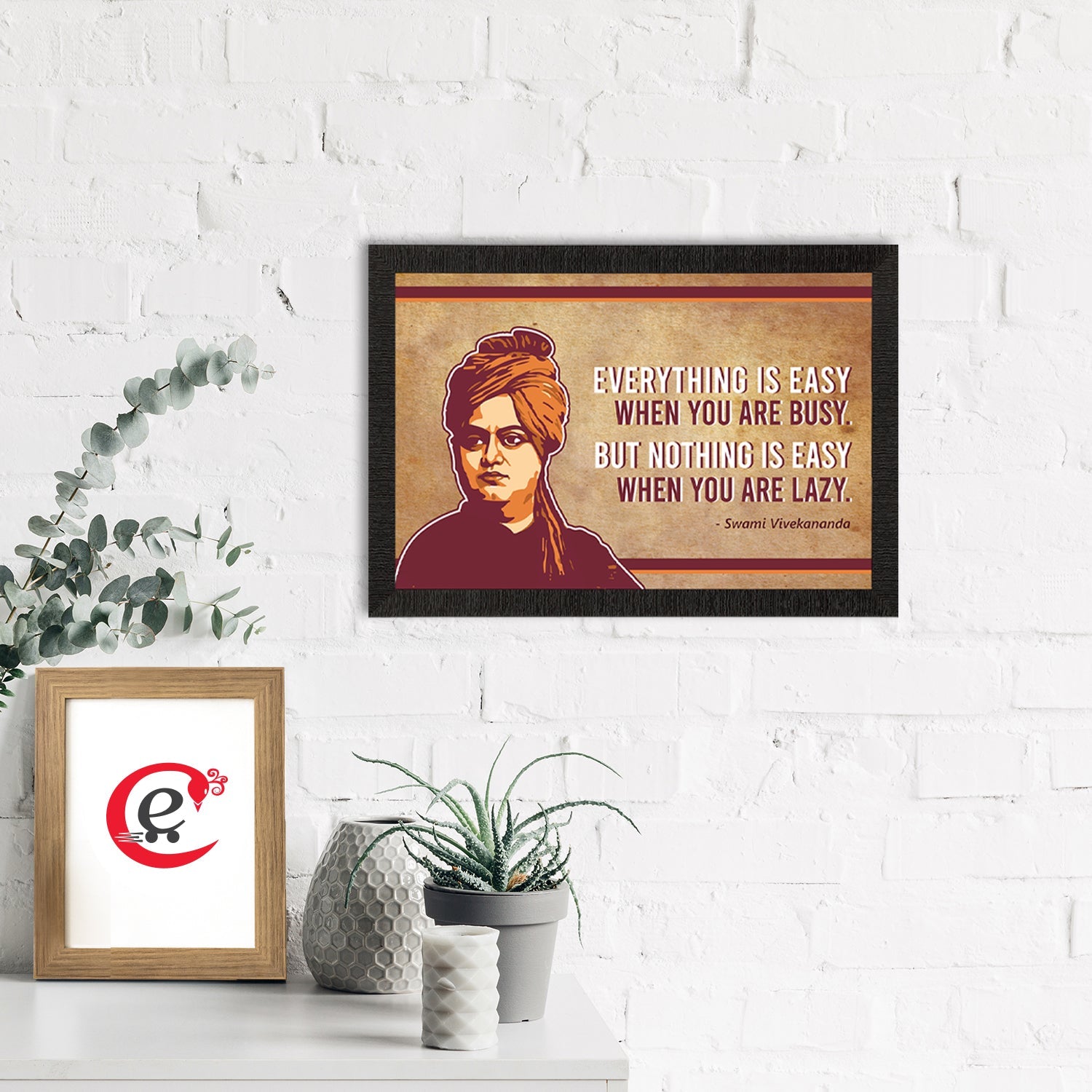 Everything Is Easy When You Are Busy, But Nothing Is Easy When You Are Lazy Swami Vivekananda Motivational Quote Painting Kafalo