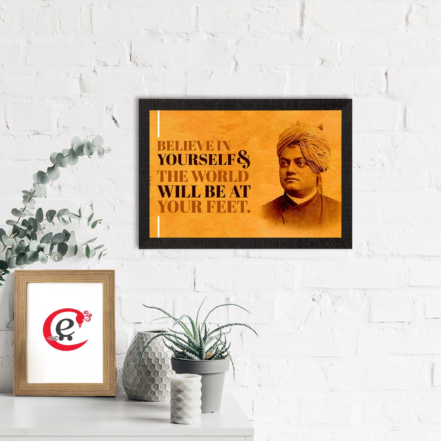 Believe In Yourself & The World Will Be At Your Feet Swami Vivekananda Motivational Quote Painting Kafalo