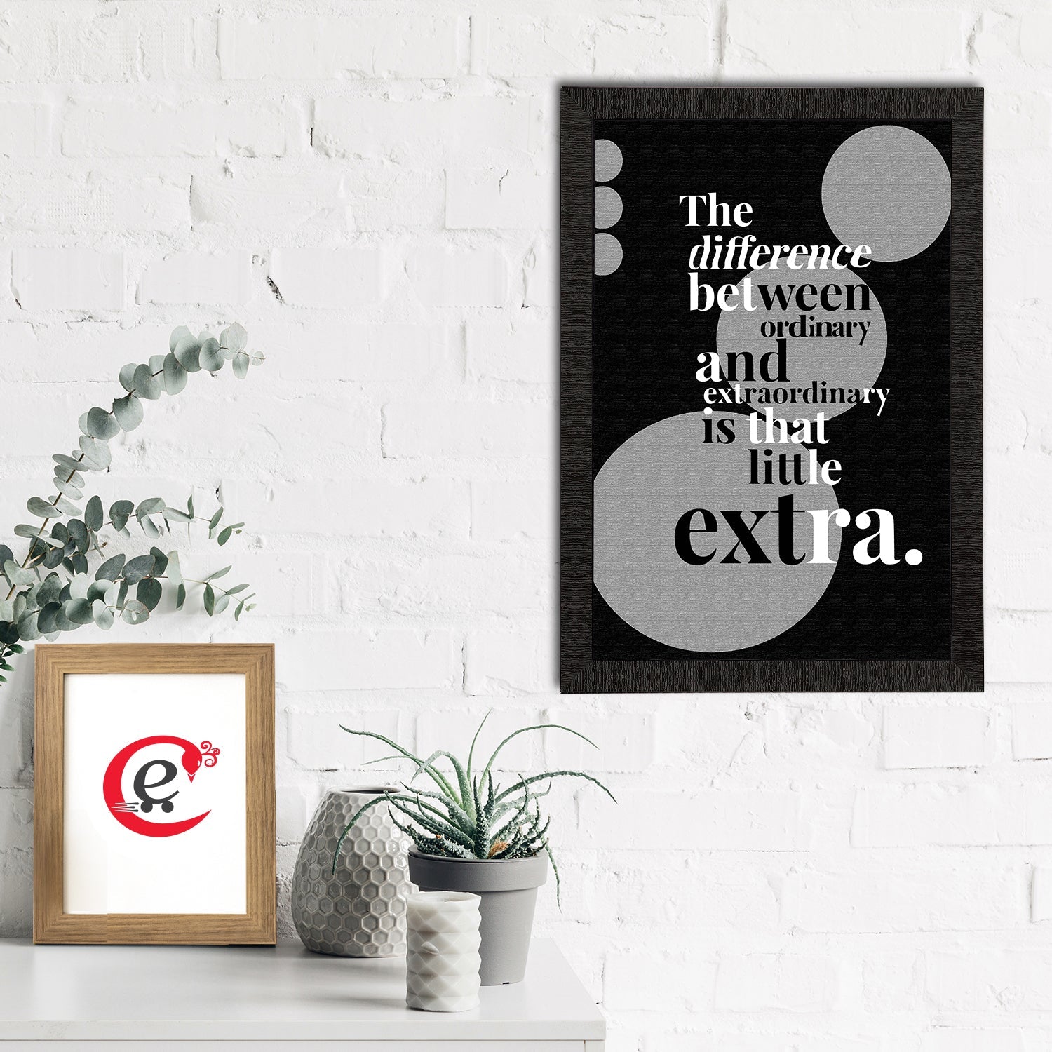 "The Difference Between Ordinary And Extraordinary Is That Little Extra" Motivational Quote Satin Matt Texture UV Art Painting Kafalo