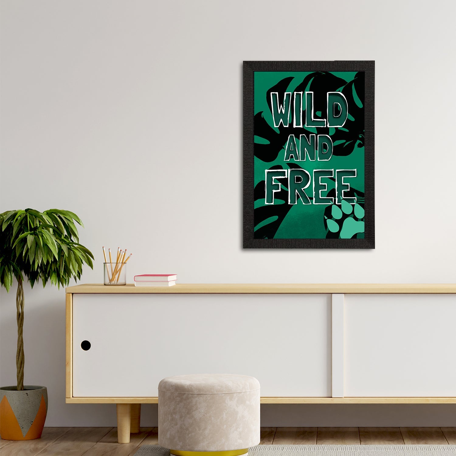 "Wild and Free" Quirky Quote Satin Matt Texture UV Art Painting Kafalo