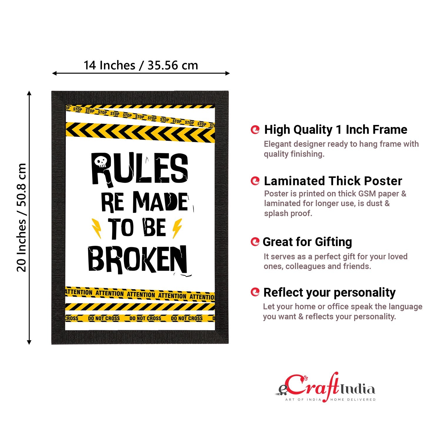 "Rules Re Meant To Be Broken" Quirky Quote Satin Matt Texture UV Art Painting Kafalo