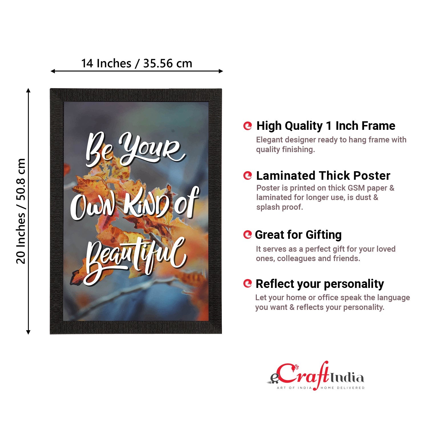 "Be Your Own Kind Of Beautiful" Motivational Quote Satin Matt Texture UV Art Painting Kafalo