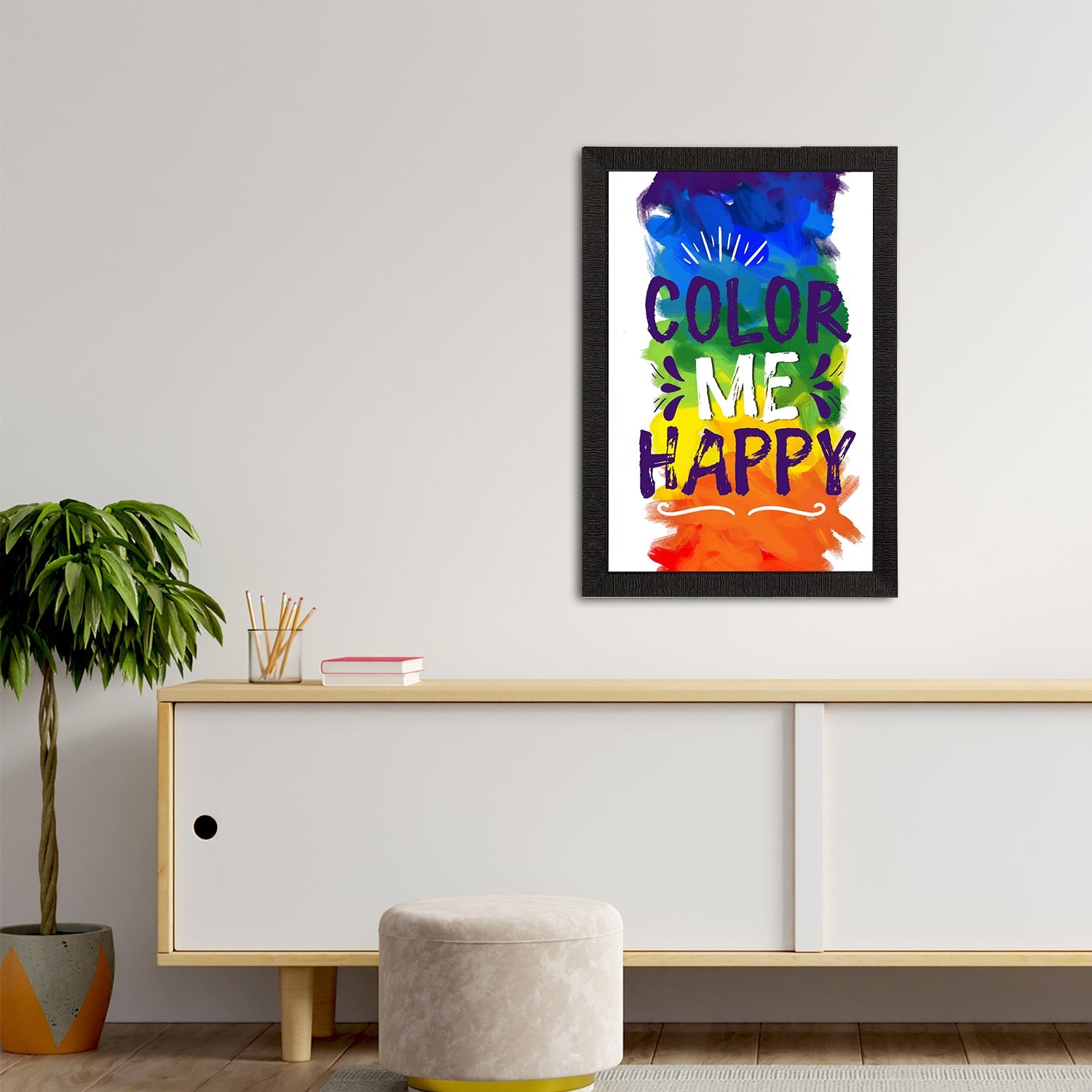 "Color Me Happy" Quirky Quotes Satin Matt Texture UV Art Painting Kafalo
