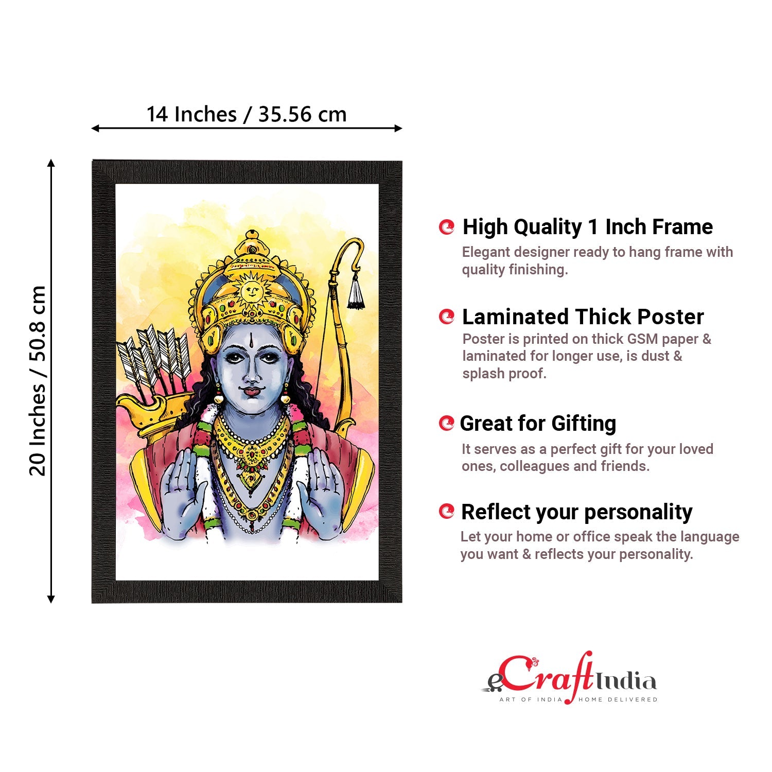 Lord Ram Painting Digital Printed Religious Wall Art Kafalo