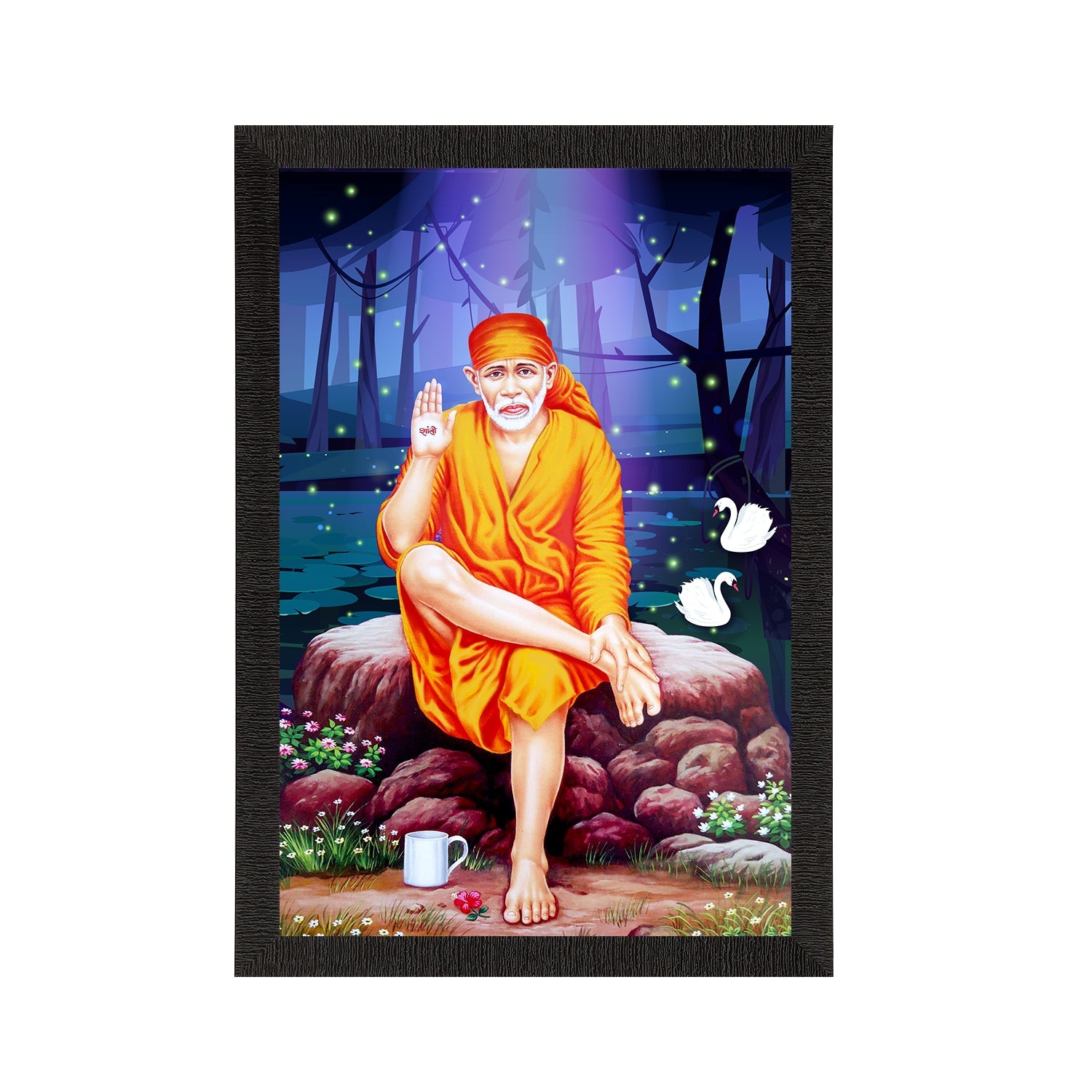 Sai Baba Satin Matt Texture UV Art Painting Kafalo