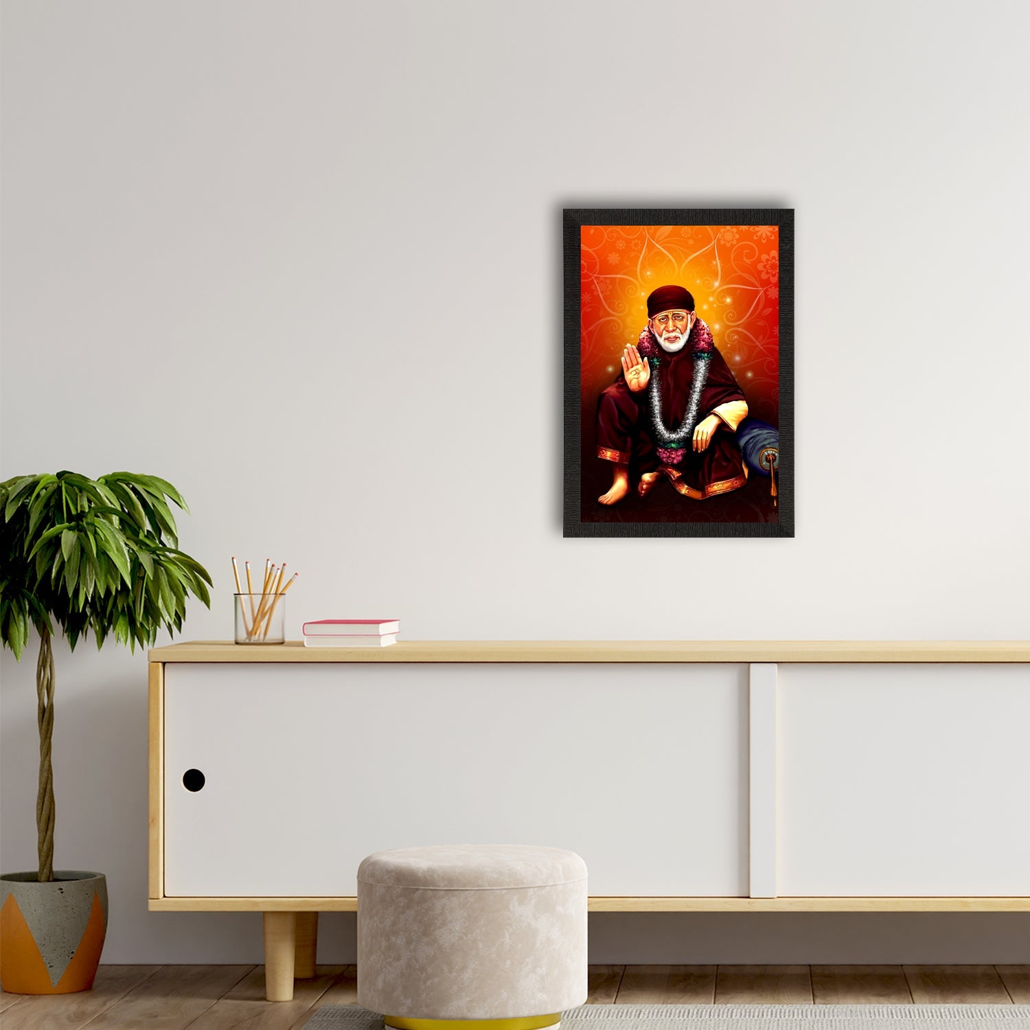 Sai Baba Satin Matt Texture UV Art Painting Kafalo