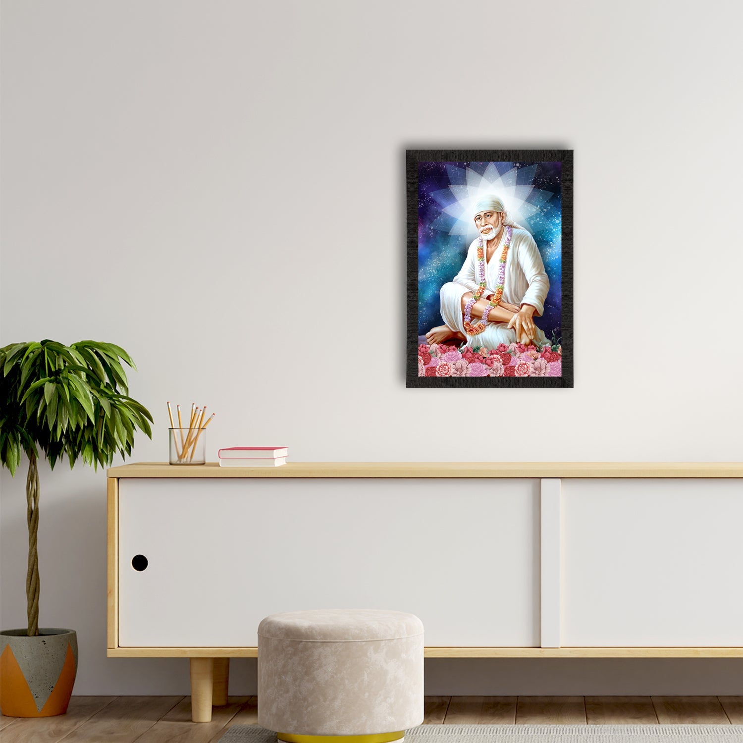 Sai Baba Satin Matt Texture UV Art Painting Kafalo