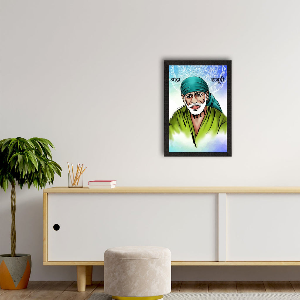 Sai Baba Satin Matt Texture UV Art Painting Kafalo