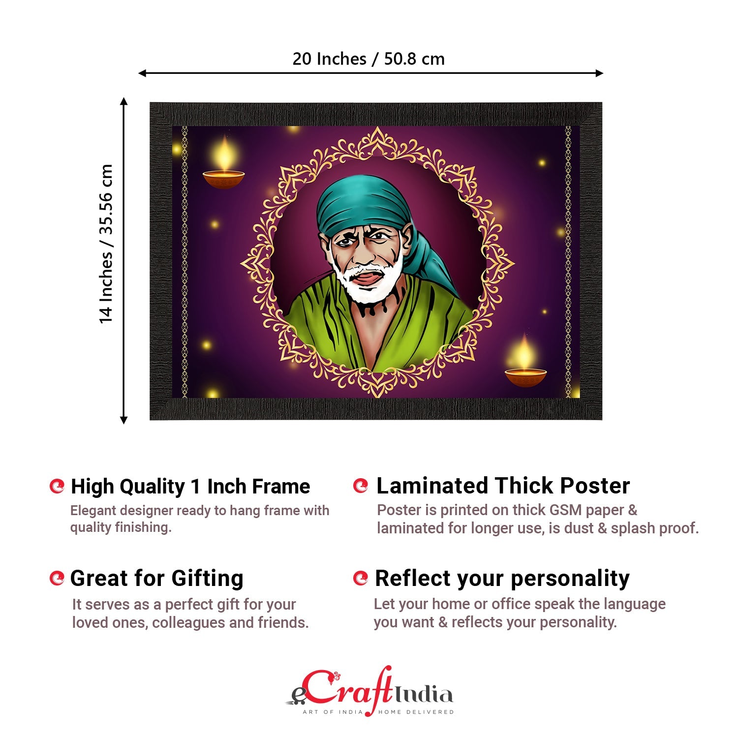 Sai Baba Satin Matt Texture UV Art Painting Kafalo