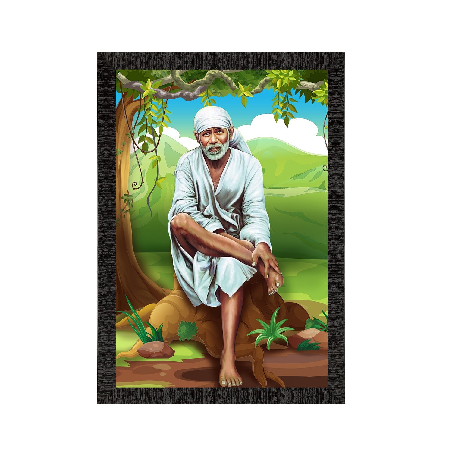 Sai Baba Satin Matt Texture UV Art Painting Kafalo