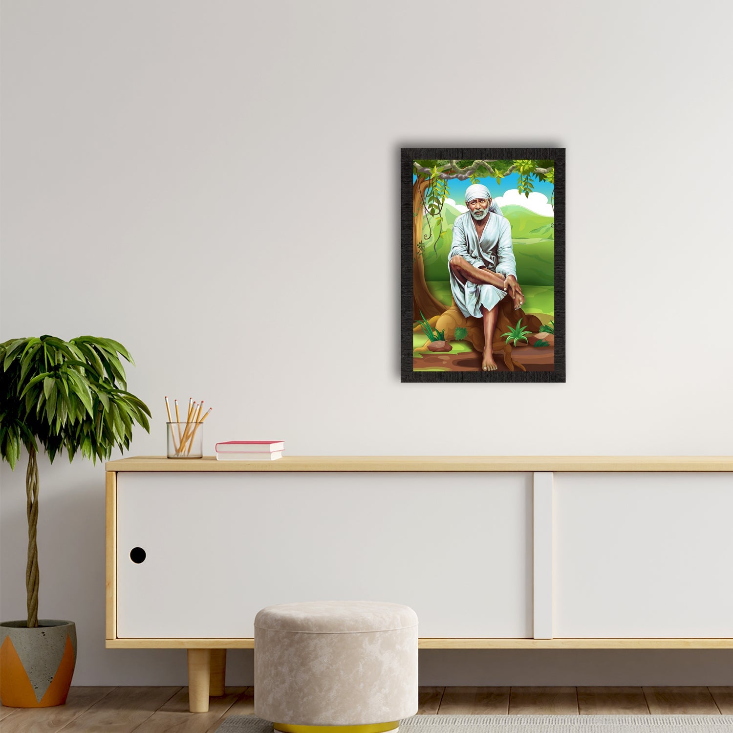 Sai Baba Satin Matt Texture UV Art Painting Kafalo