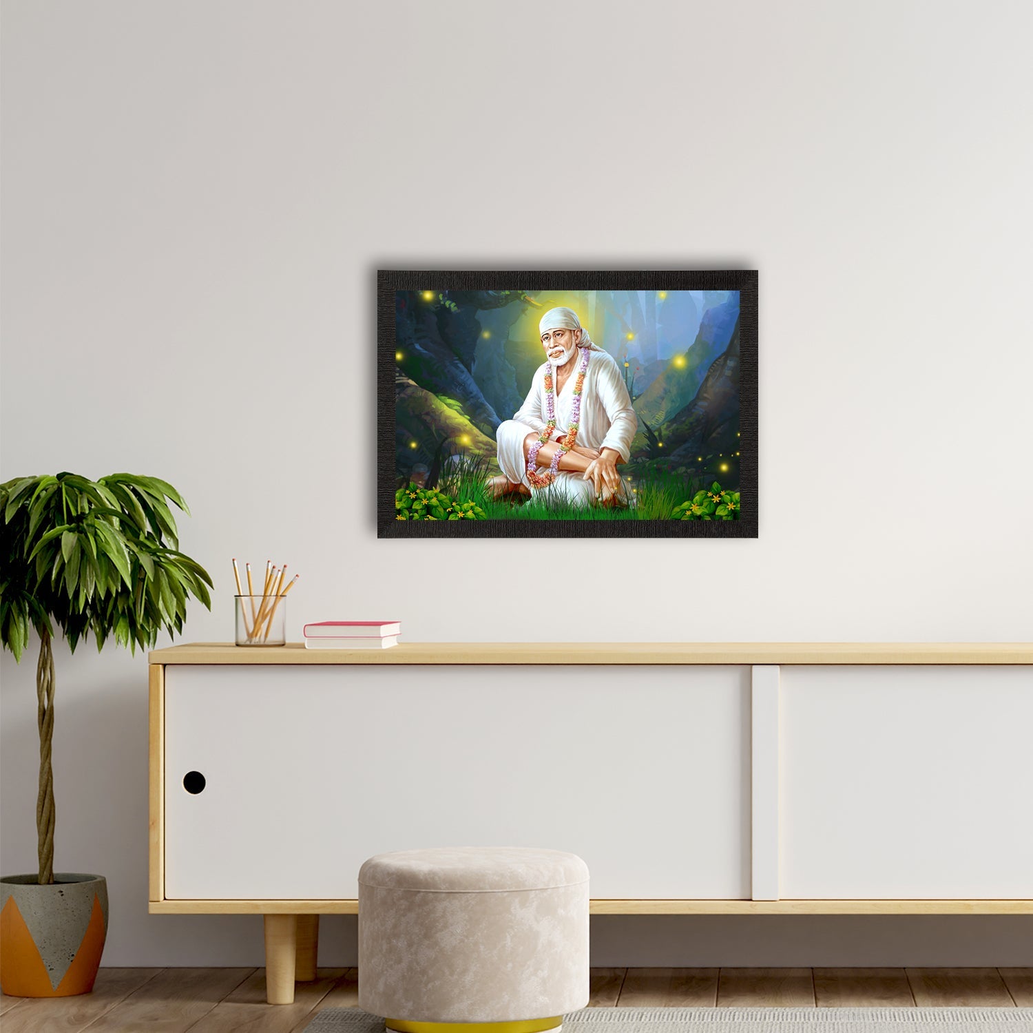 Sai Baba Satin Matt Texture UV Art Painting Kafalo