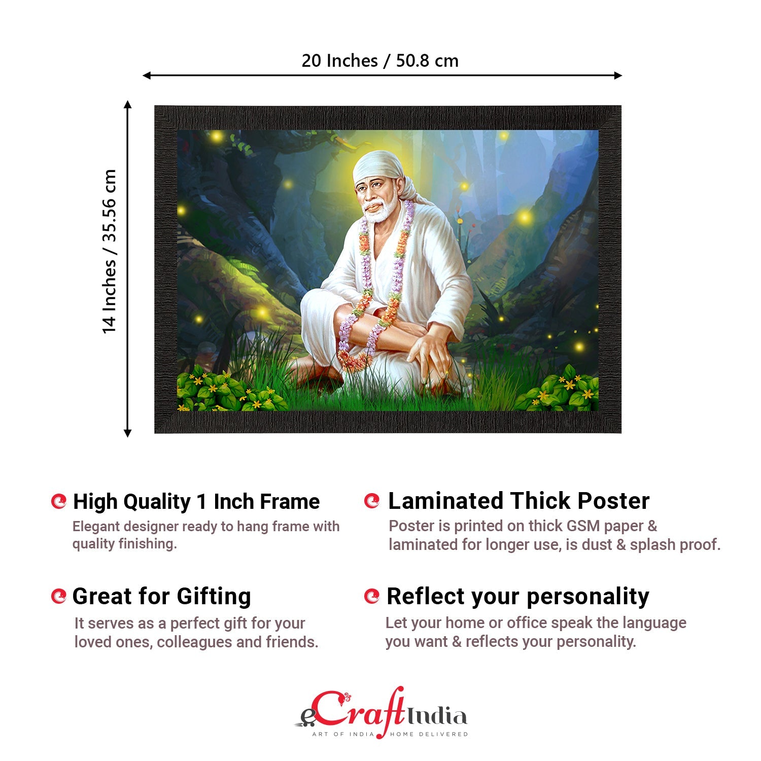 Sai Baba Satin Matt Texture UV Art Painting Kafalo