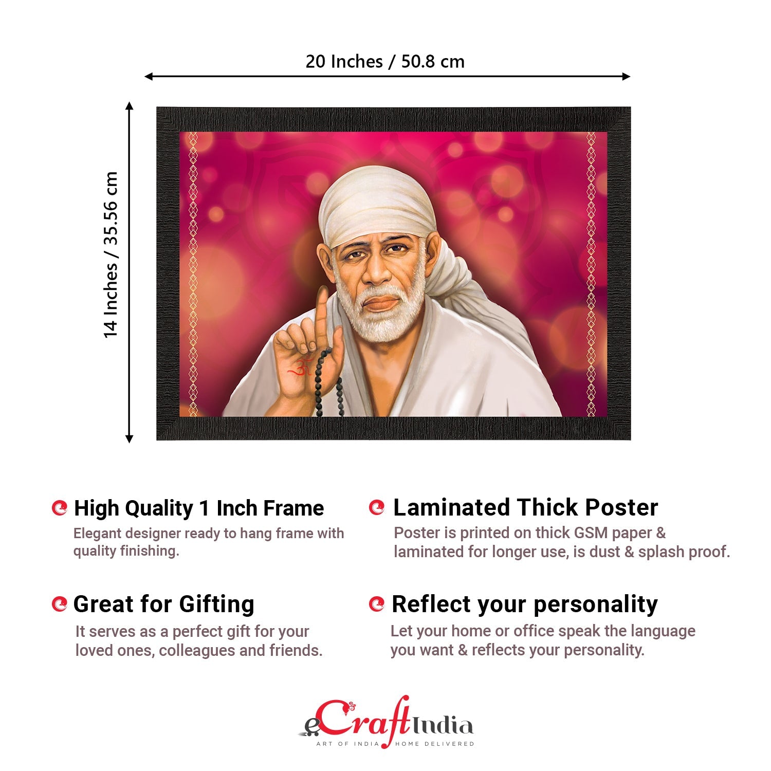 Sai Baba Satin Matt Texture UV Art Painting Kafalo