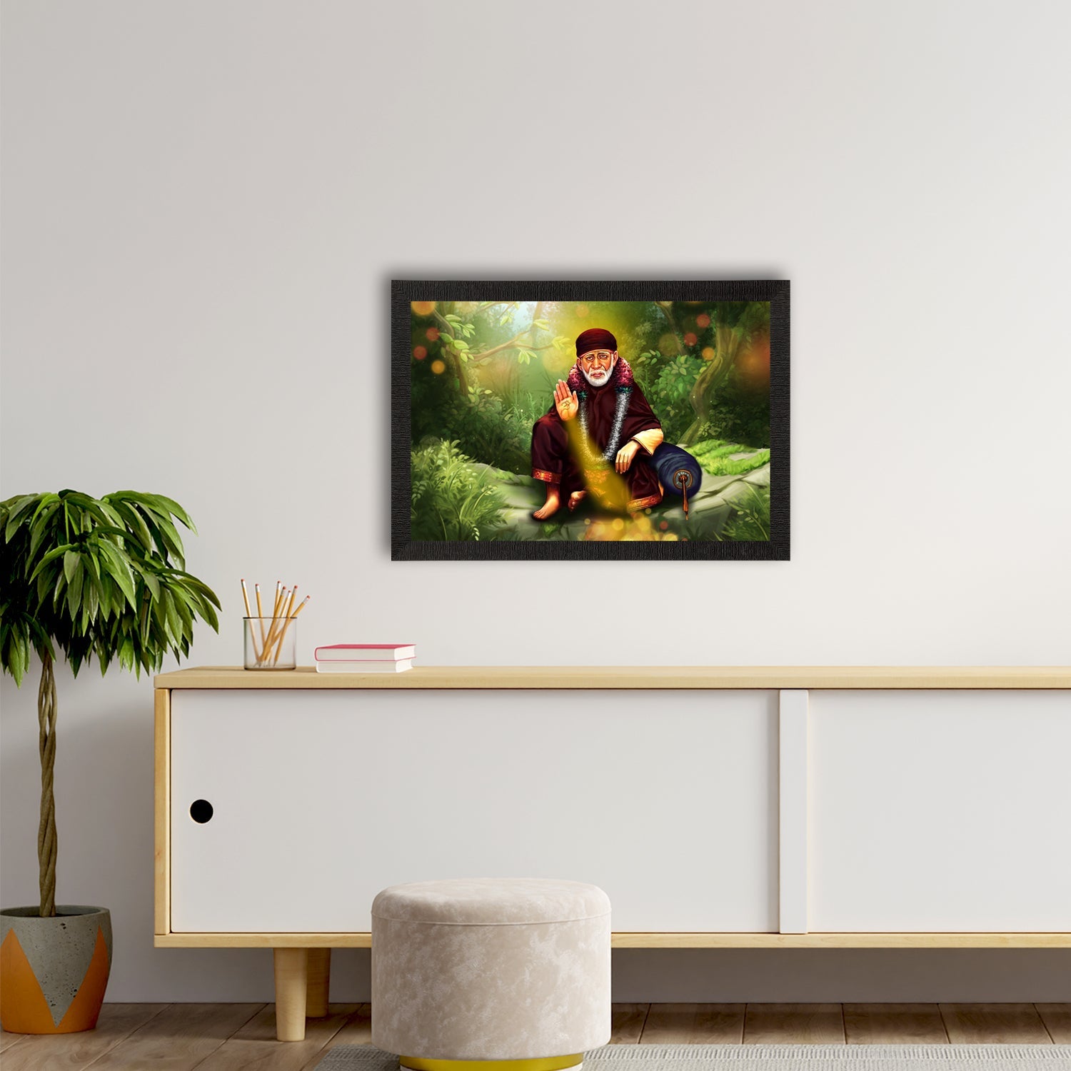Sai Baba Satin Matt Texture UV Art Painting Kafalo