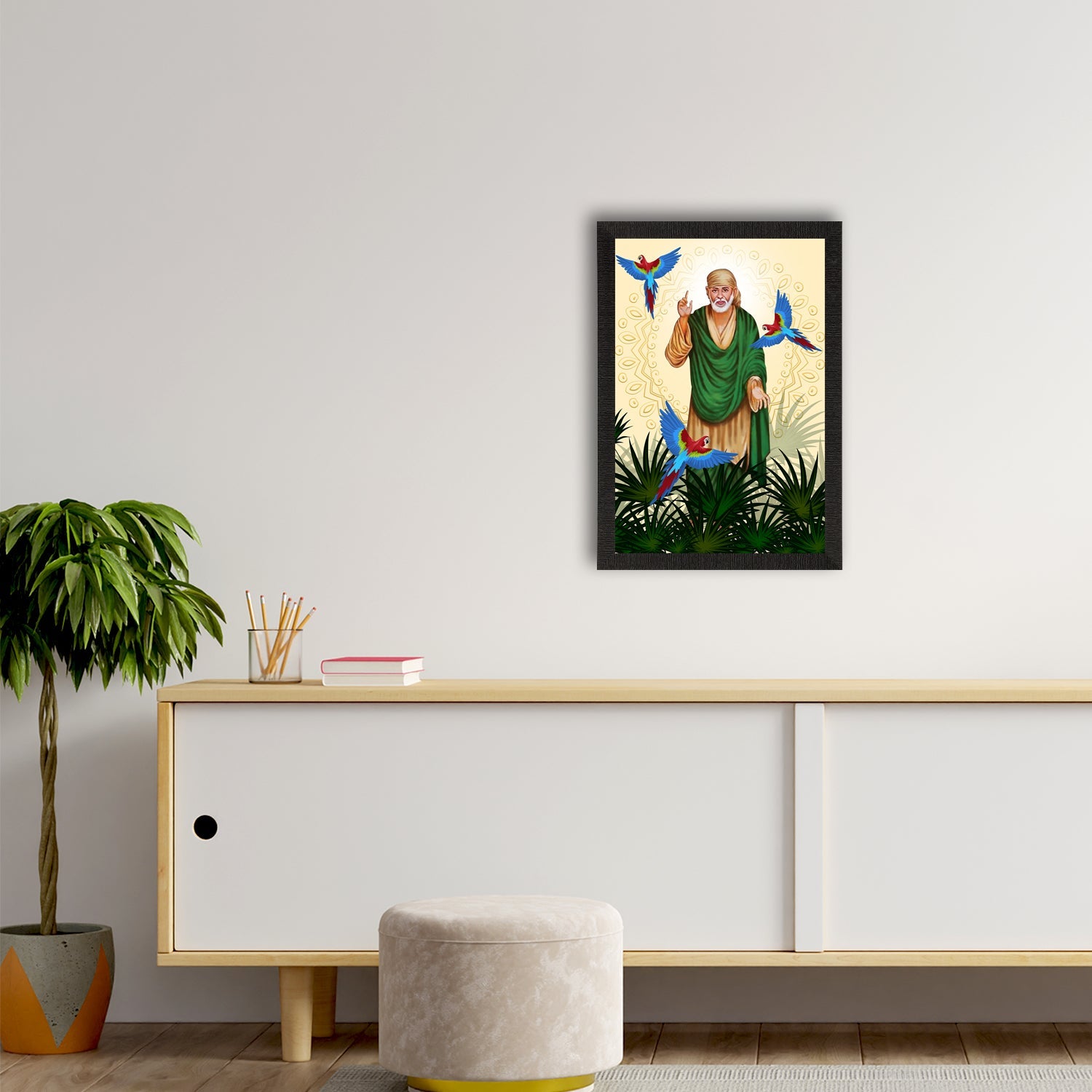 Sai Baba Satin Matt Texture UV Art Painting Kafalo