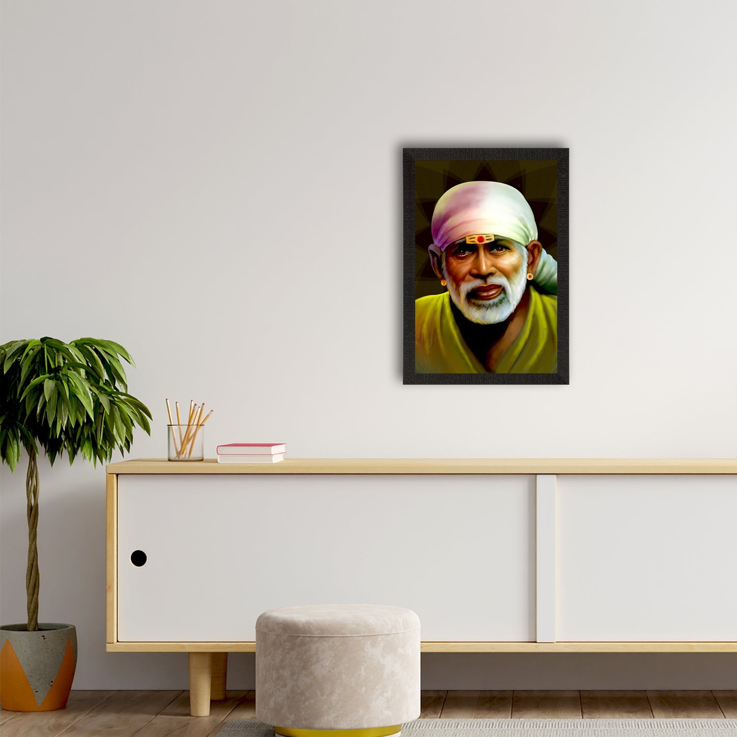 Sai Baba Satin Matt Texture UV Art Painting Kafalo