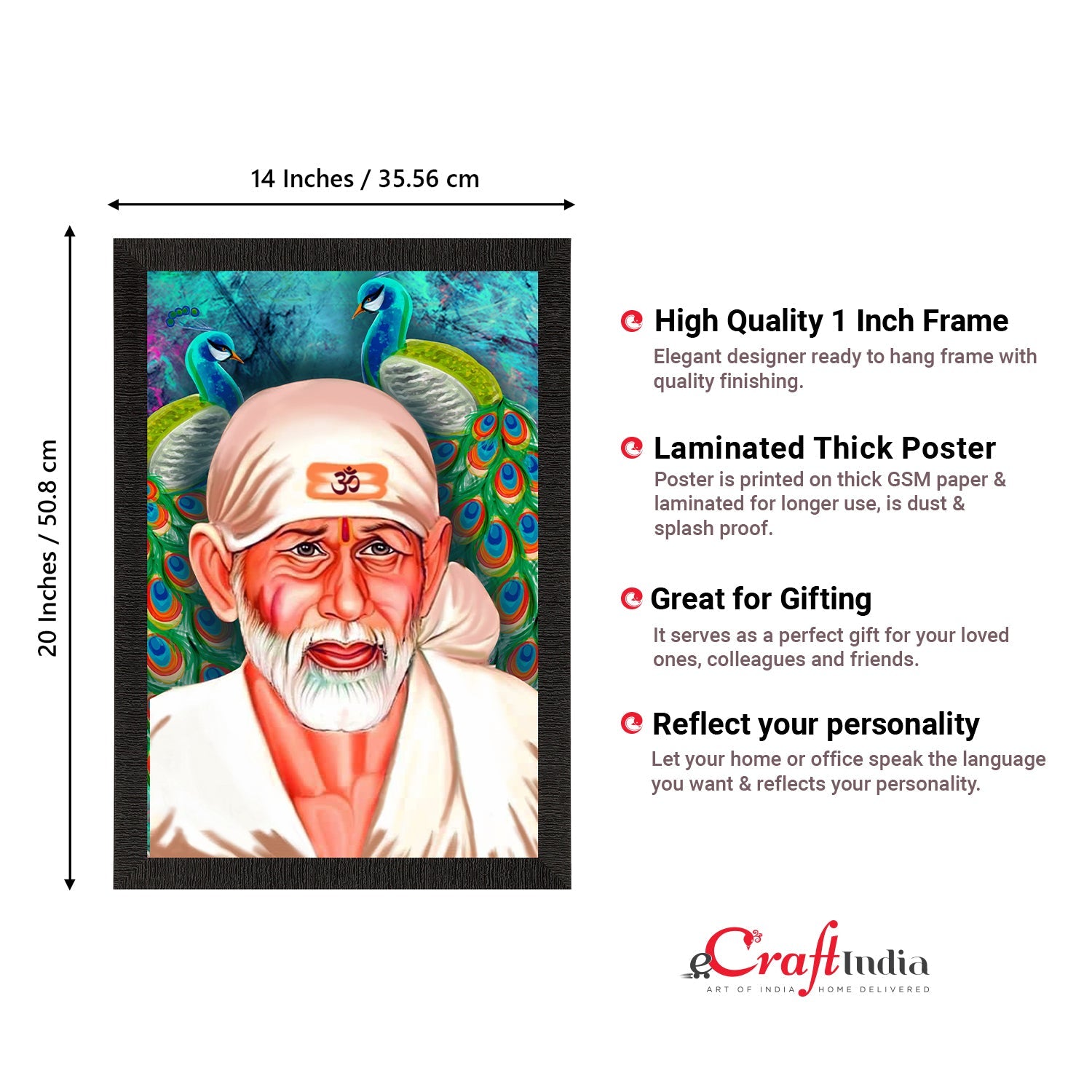 Sai Baba Satin Matt Texture UV Art Painting Kafalo