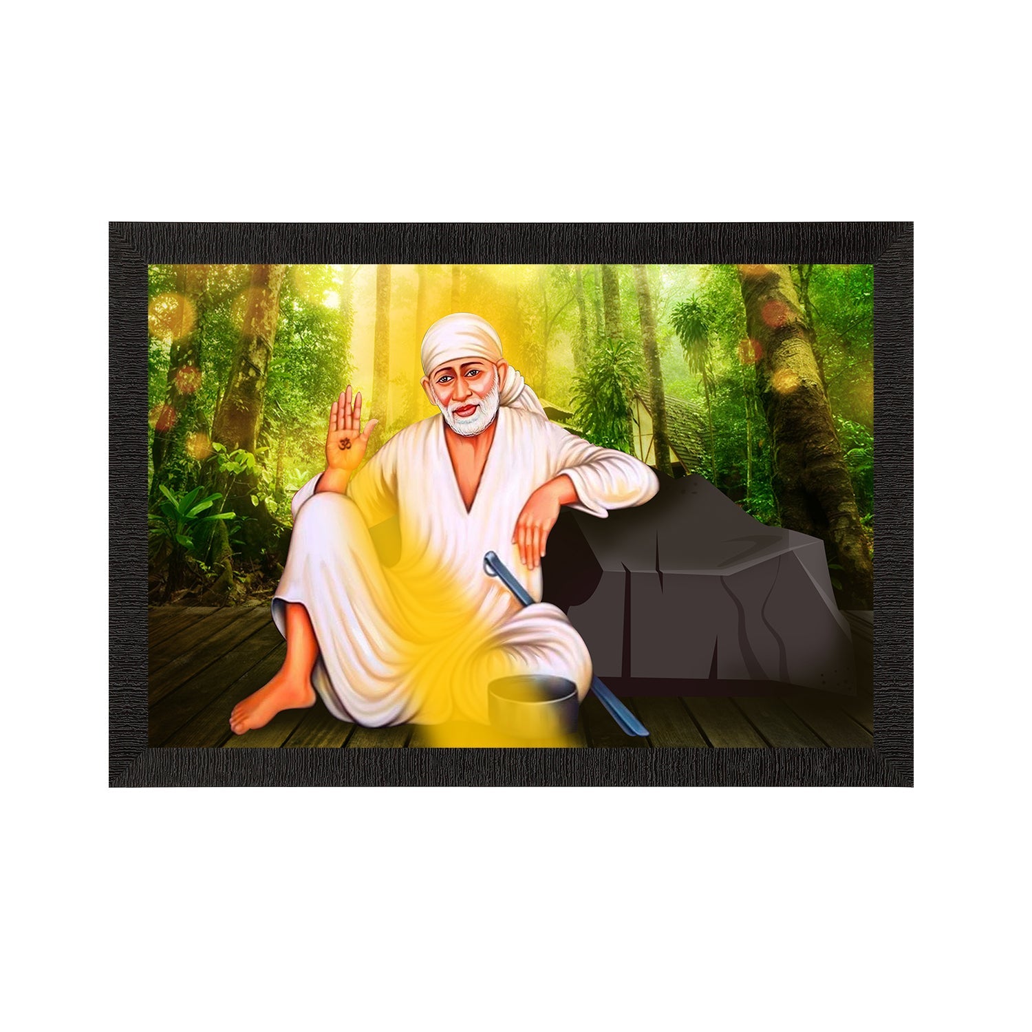 Sai Baba Satin Matt Texture UV Art Painting Kafalo