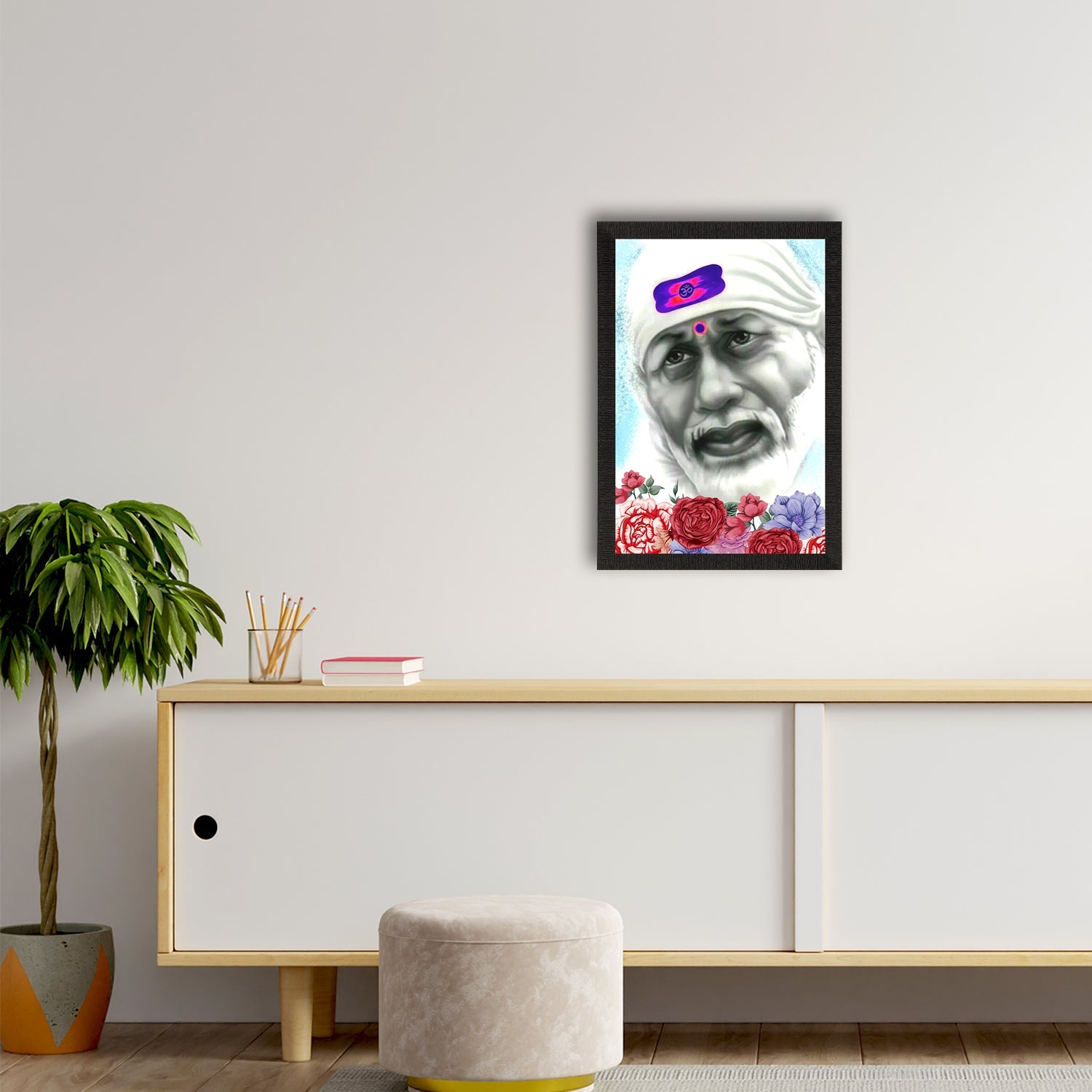 Sai Baba Satin Matt Texture UV Art Painting Kafalo