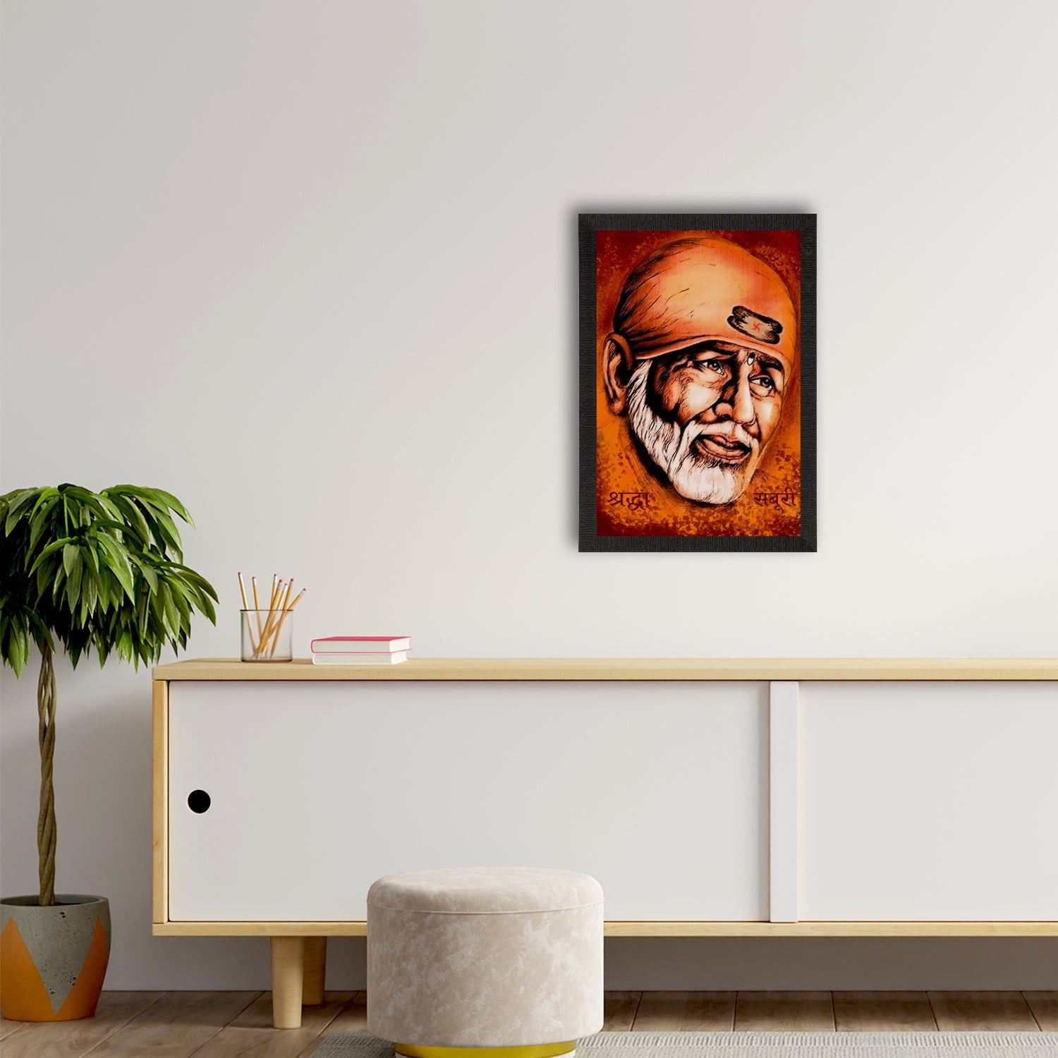 Sai Baba Satin Matt Texture UV Art Painting Kafalo