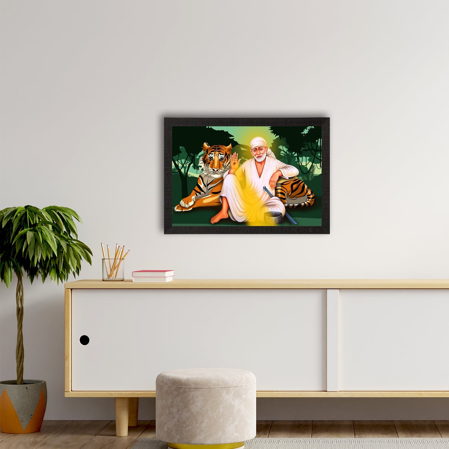 Sai Baba Satin Matt Texture UV Art Painting Kafalo