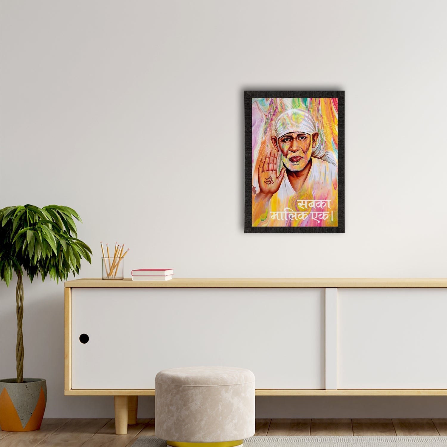 Sai Baba Satin Matt Texture UV Art Painting Kafalo
