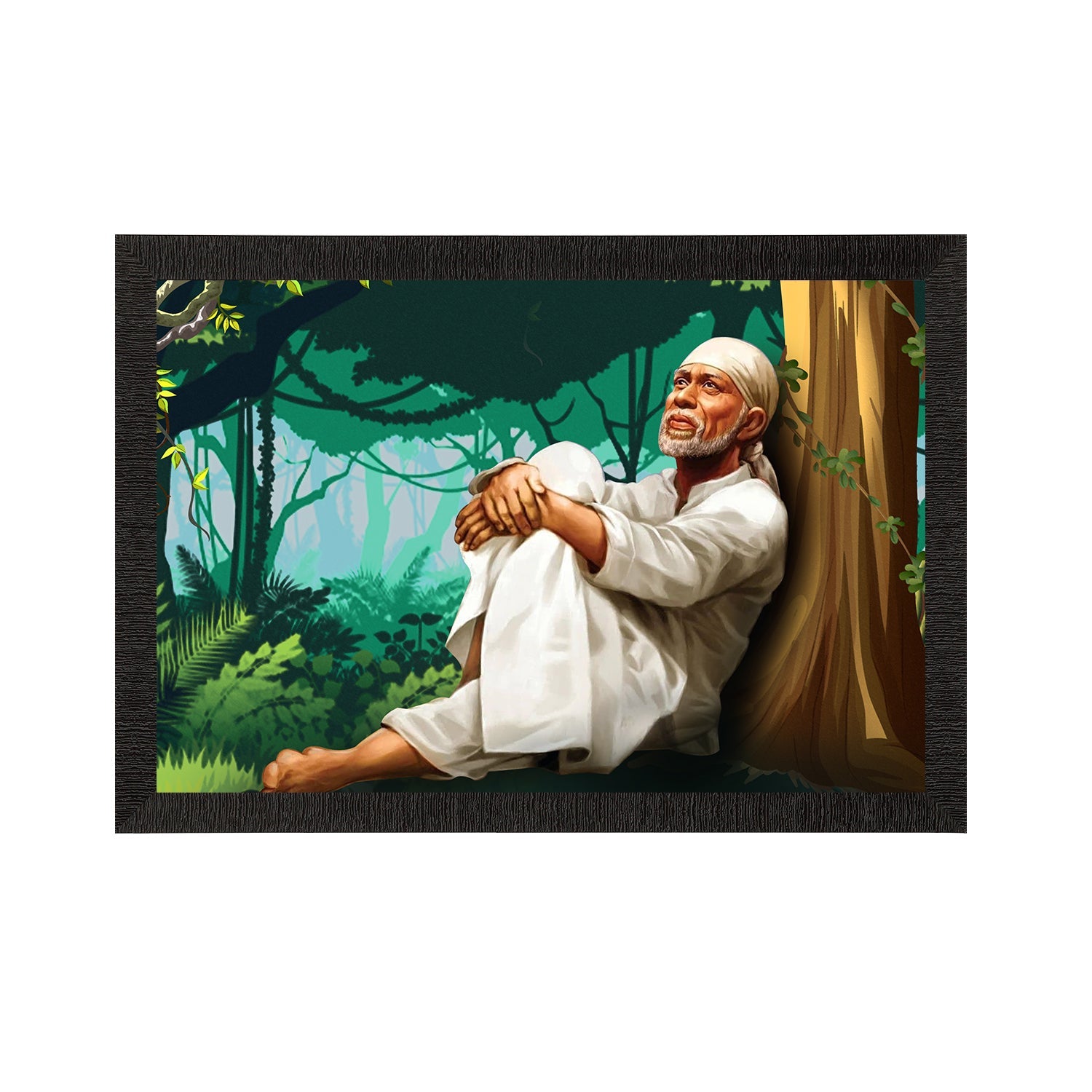 Sai Baba Satin Matt Texture UV Art Painting Kafalo