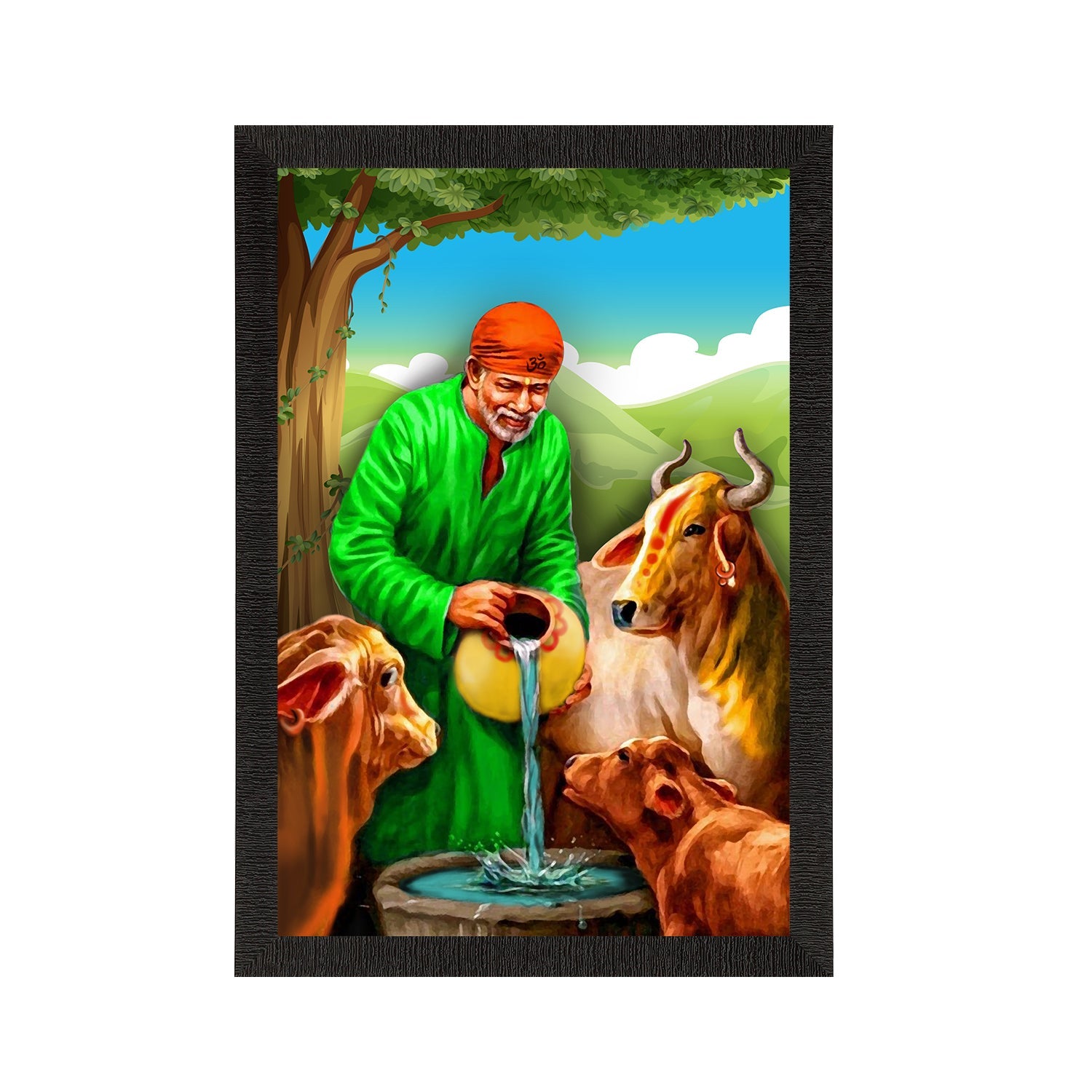 Sai Baba Satin Matt Texture UV Art Painting Kafalo