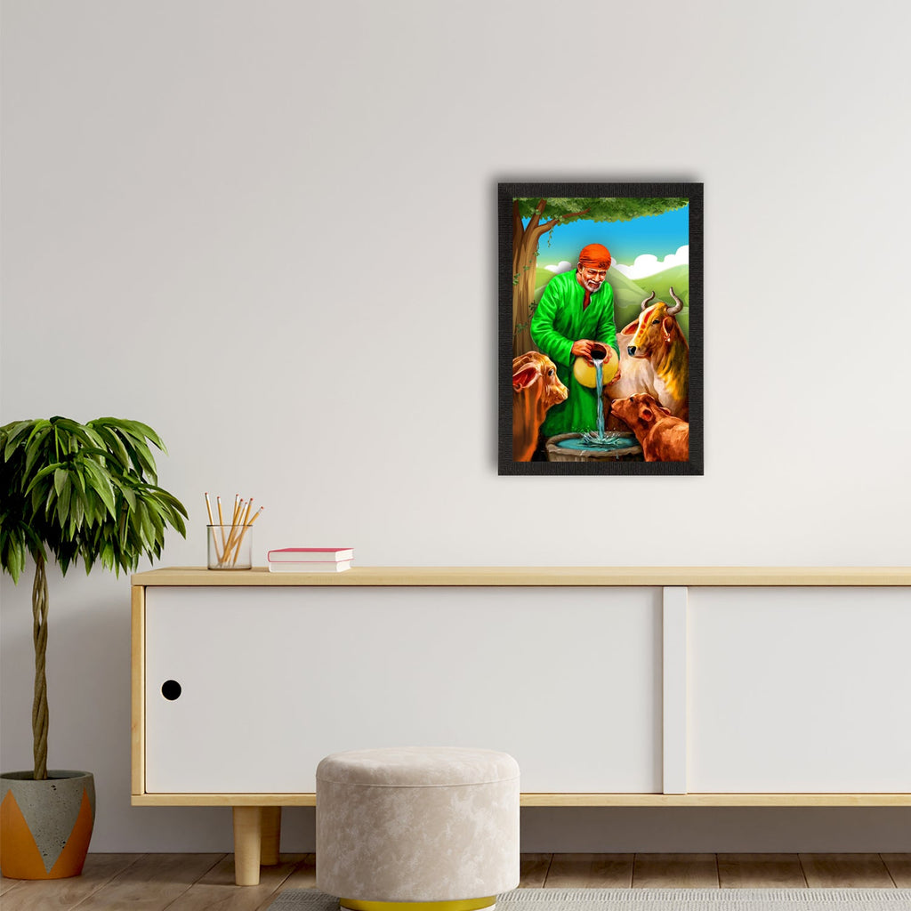 Sai Baba Satin Matt Texture UV Art Painting Kafalo