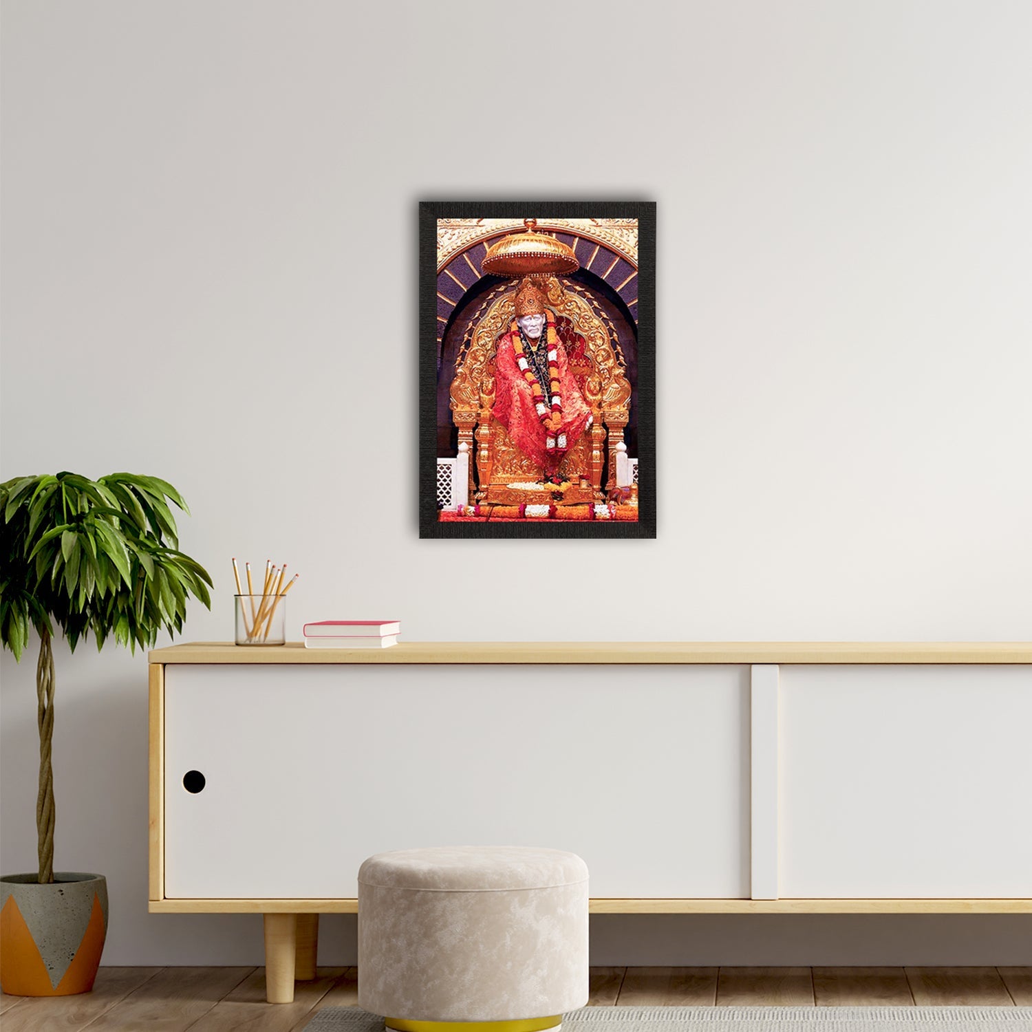 Shirdi Sai Baba Satin Matt Texture UV Art Painting Kafalo