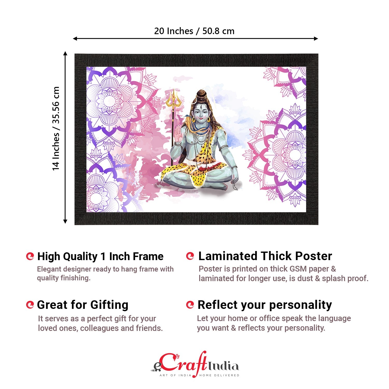Lord Shiva Painting Digital Printed Religious Wall Art Kafalo