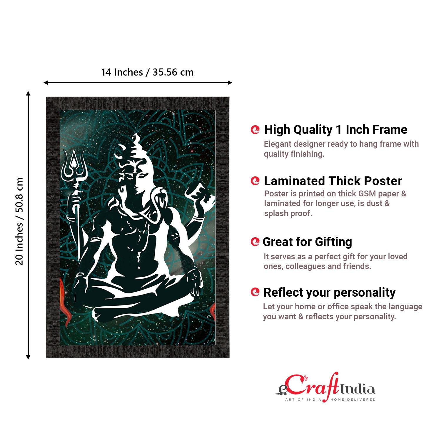 Lord Shiva Painting Digital Printed Religious Wall Art Kafalo