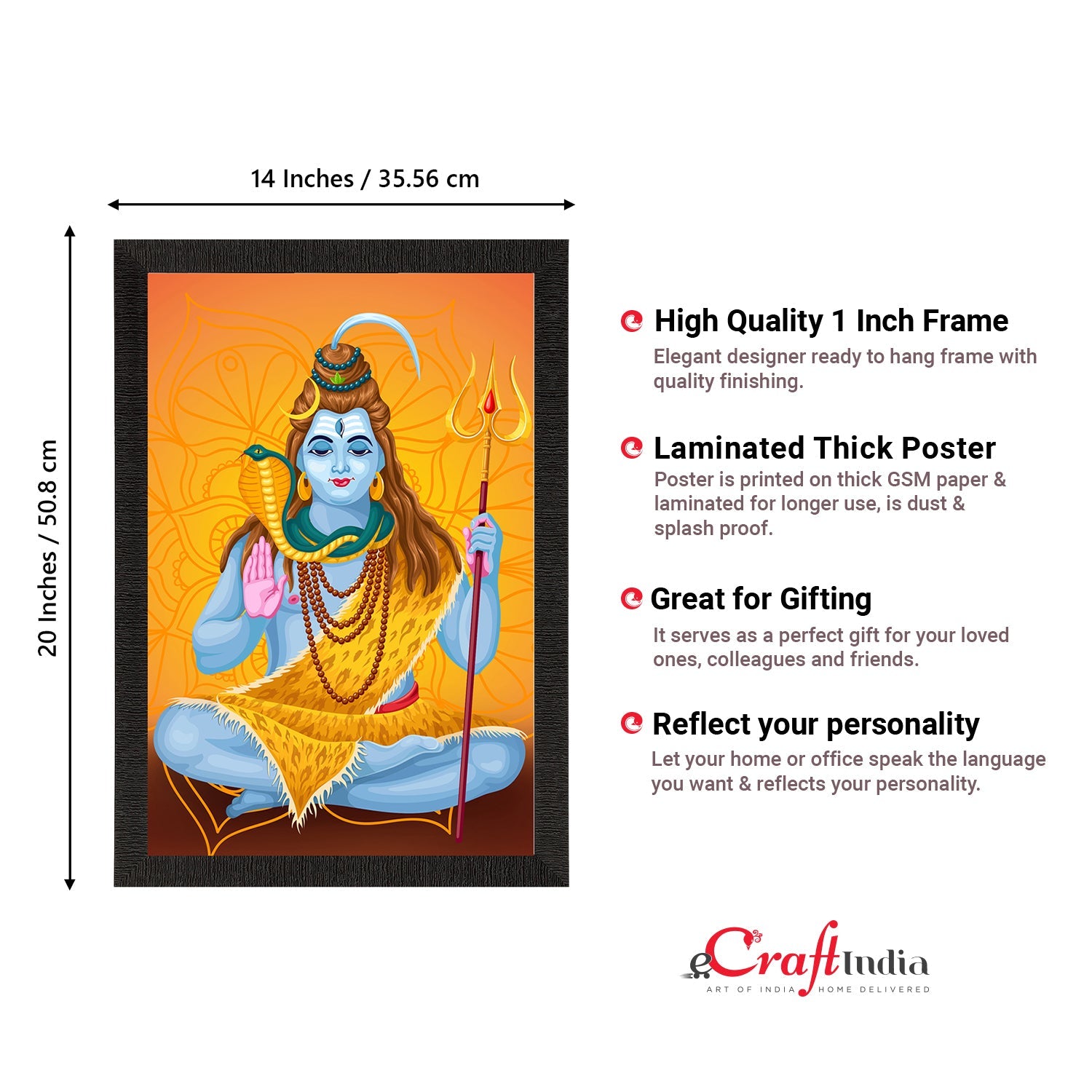 Lord Shiva Painting Digital Printed Religious Wall Art Kafalo