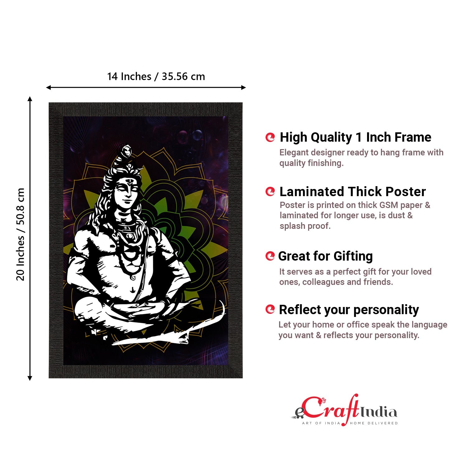 Lord Shiva Painting Digital Printed Religious Wall Art Kafalo
