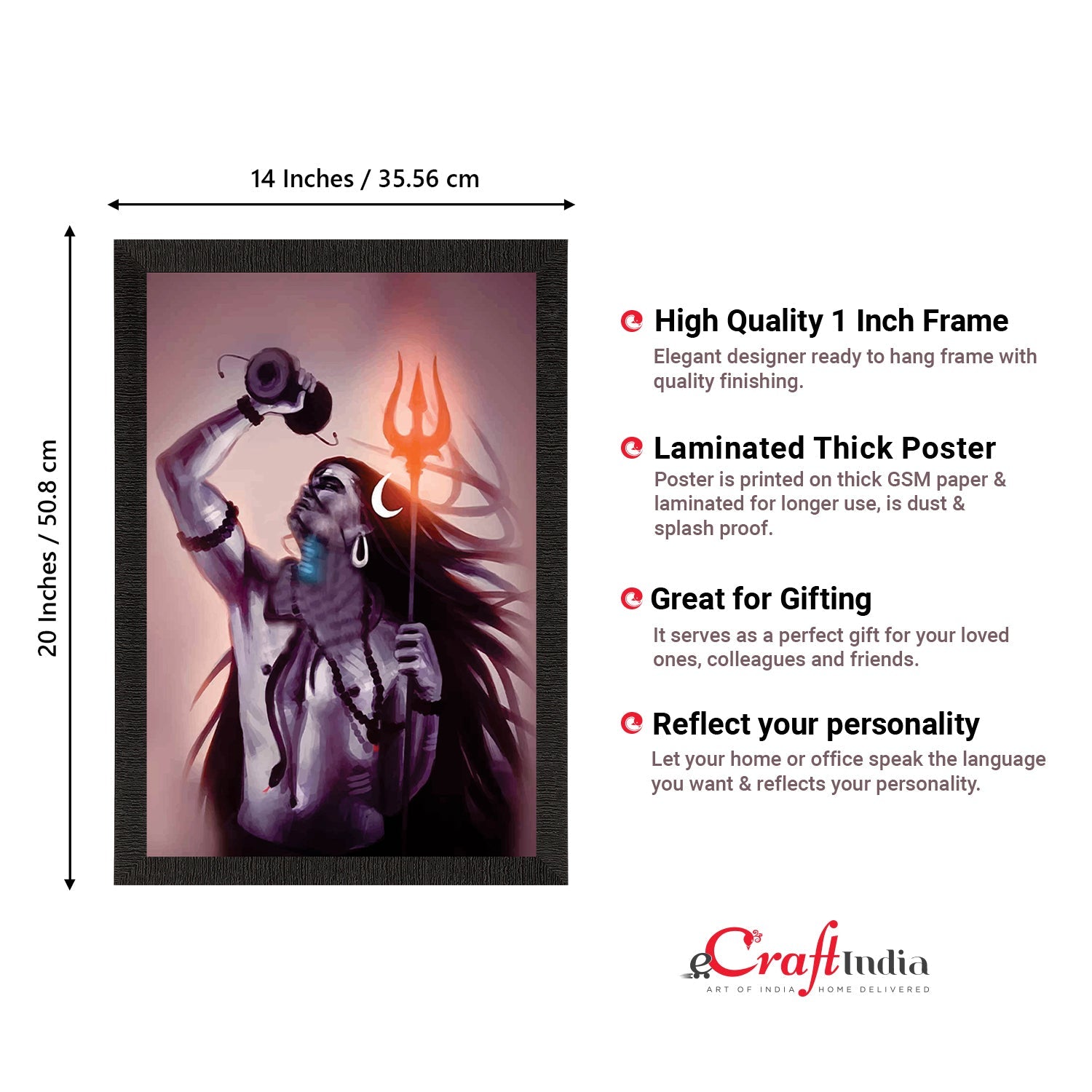 Lord Shiva Painting Digital Printed Religious Wall Art Kafalo