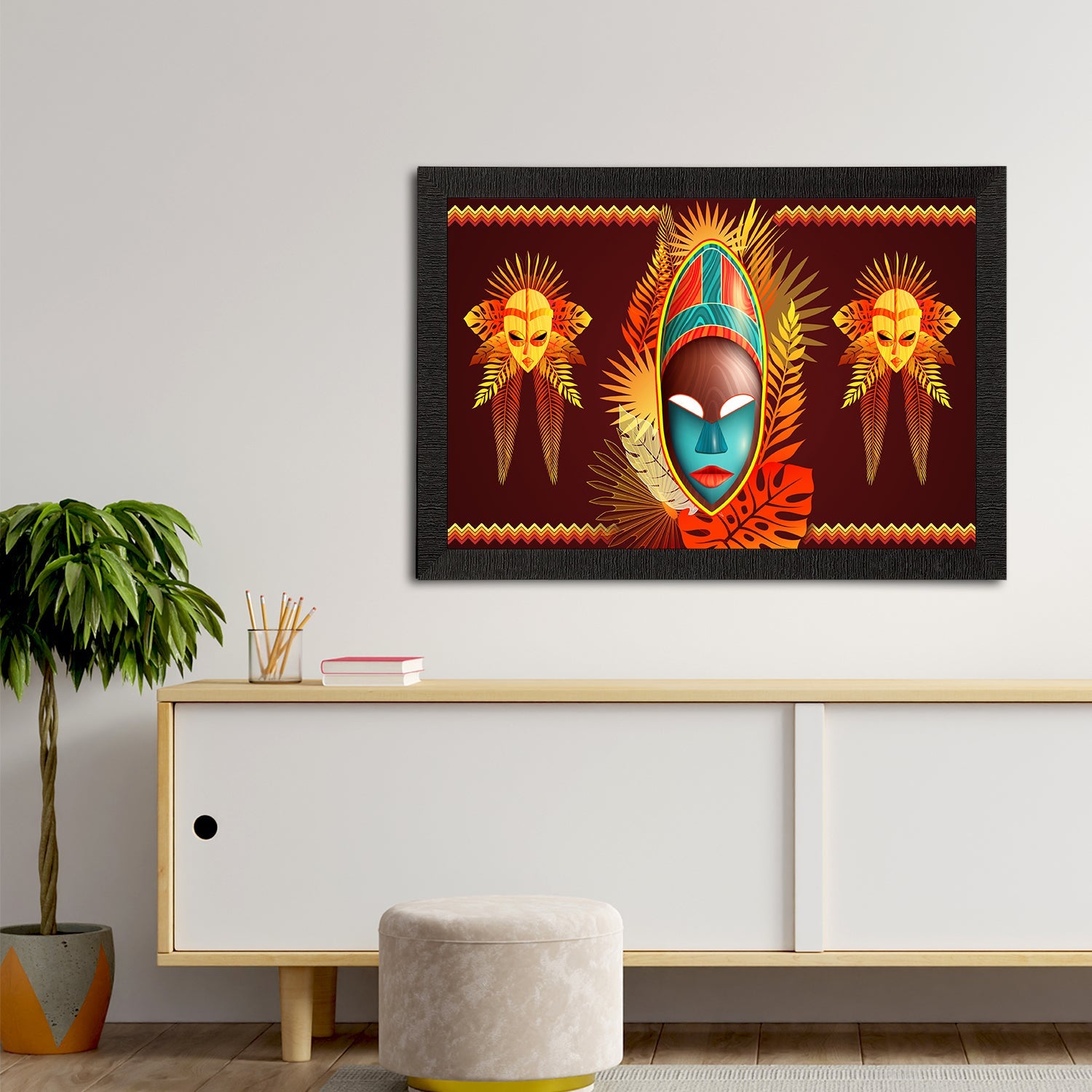Tribal Theme Satin Matt Texture UV Art Painting Kafalo