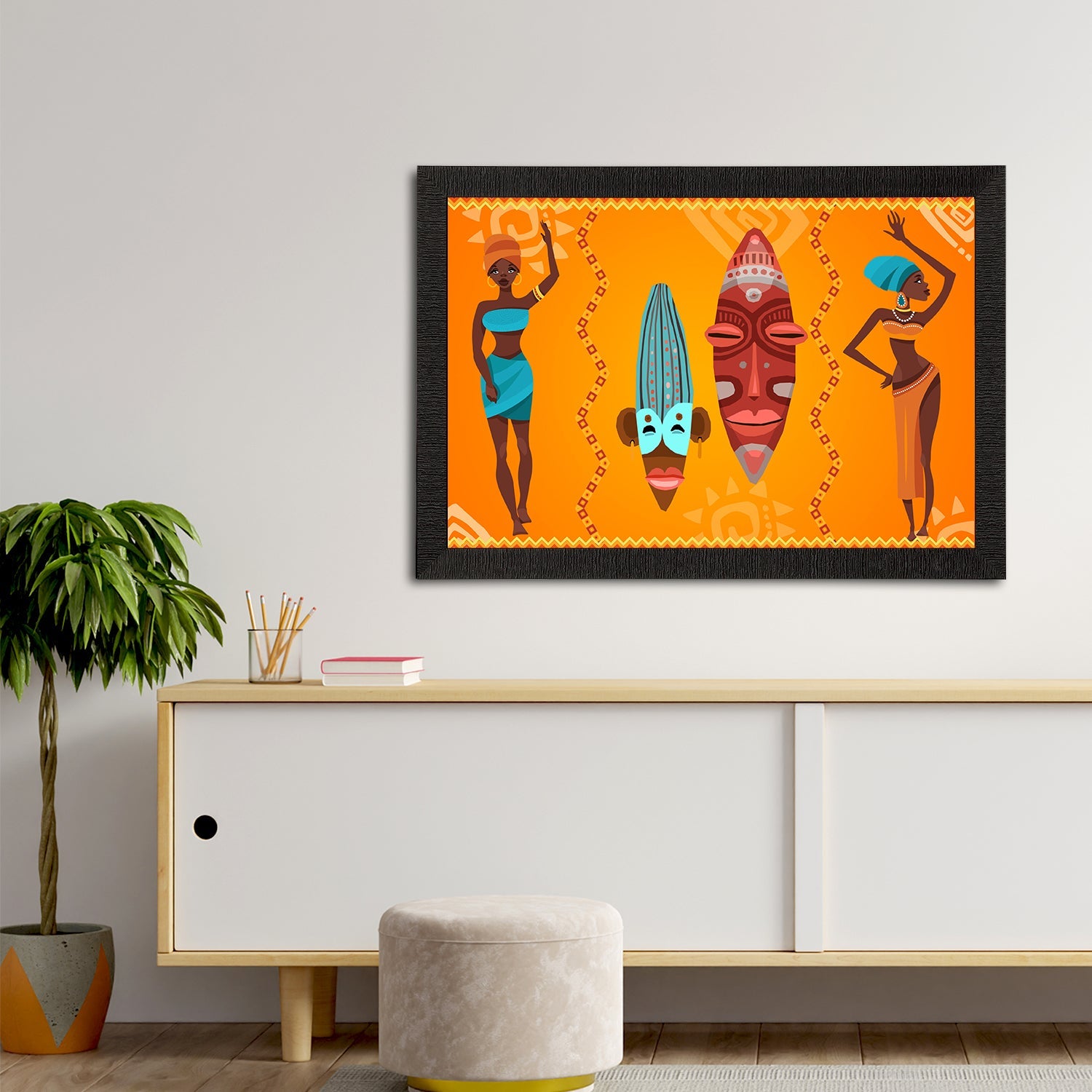 Tribal Theme Satin Matt Texture UV Art Painting Kafalo