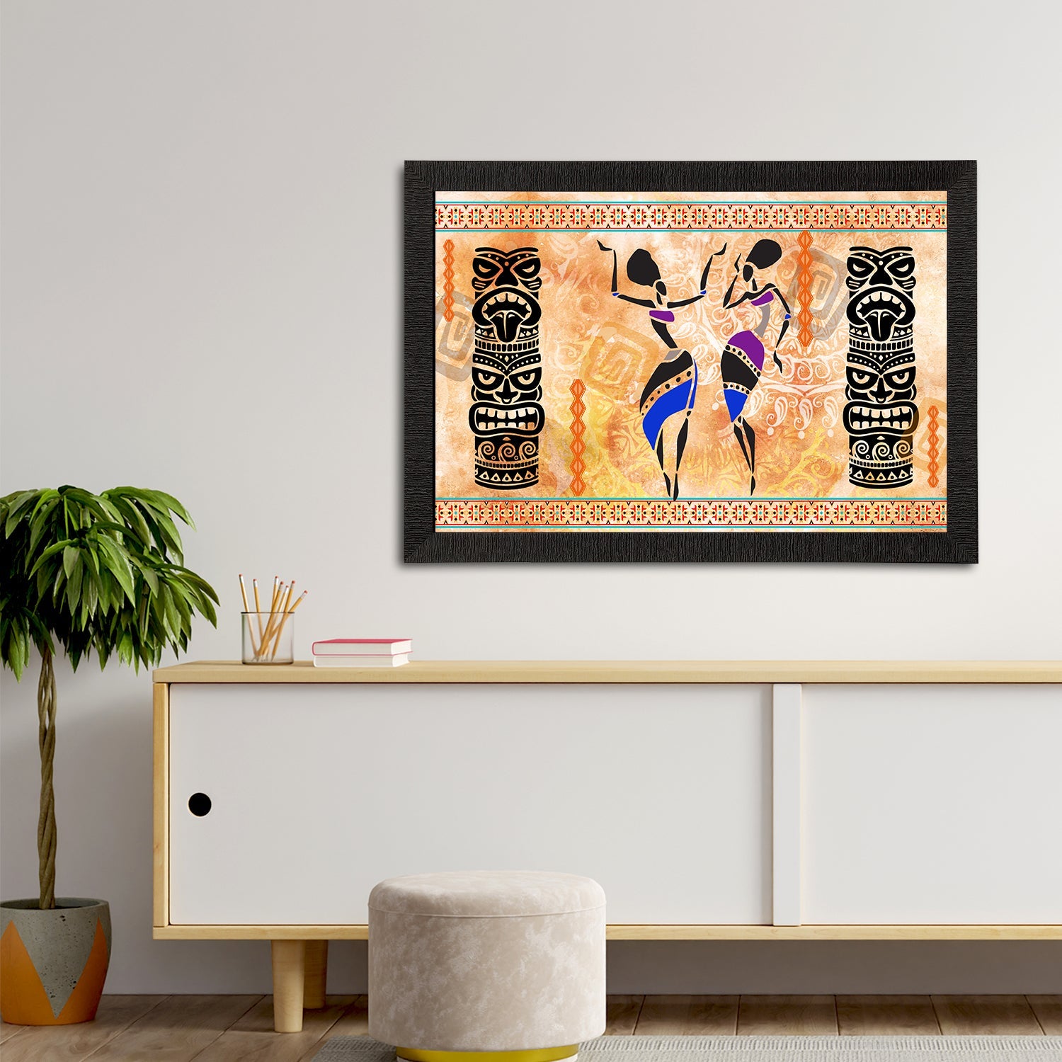 Tribal Theme Satin Matt Texture UV Art Painting Kafalo