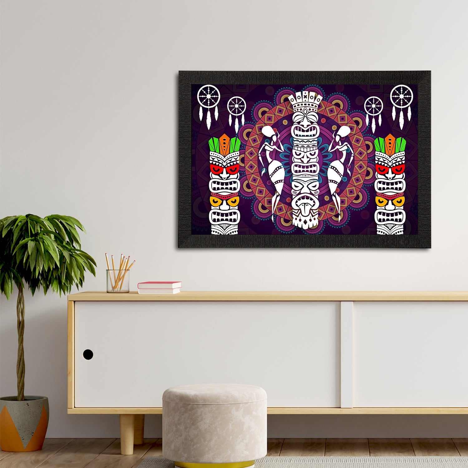 Tribal Theme Satin Matt Texture UV Art Painting Kafalo