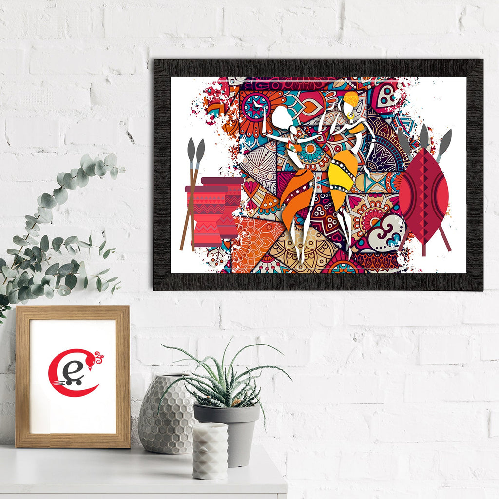 Tribal Theme Satin Matt Texture UV Art Painting Kafalo