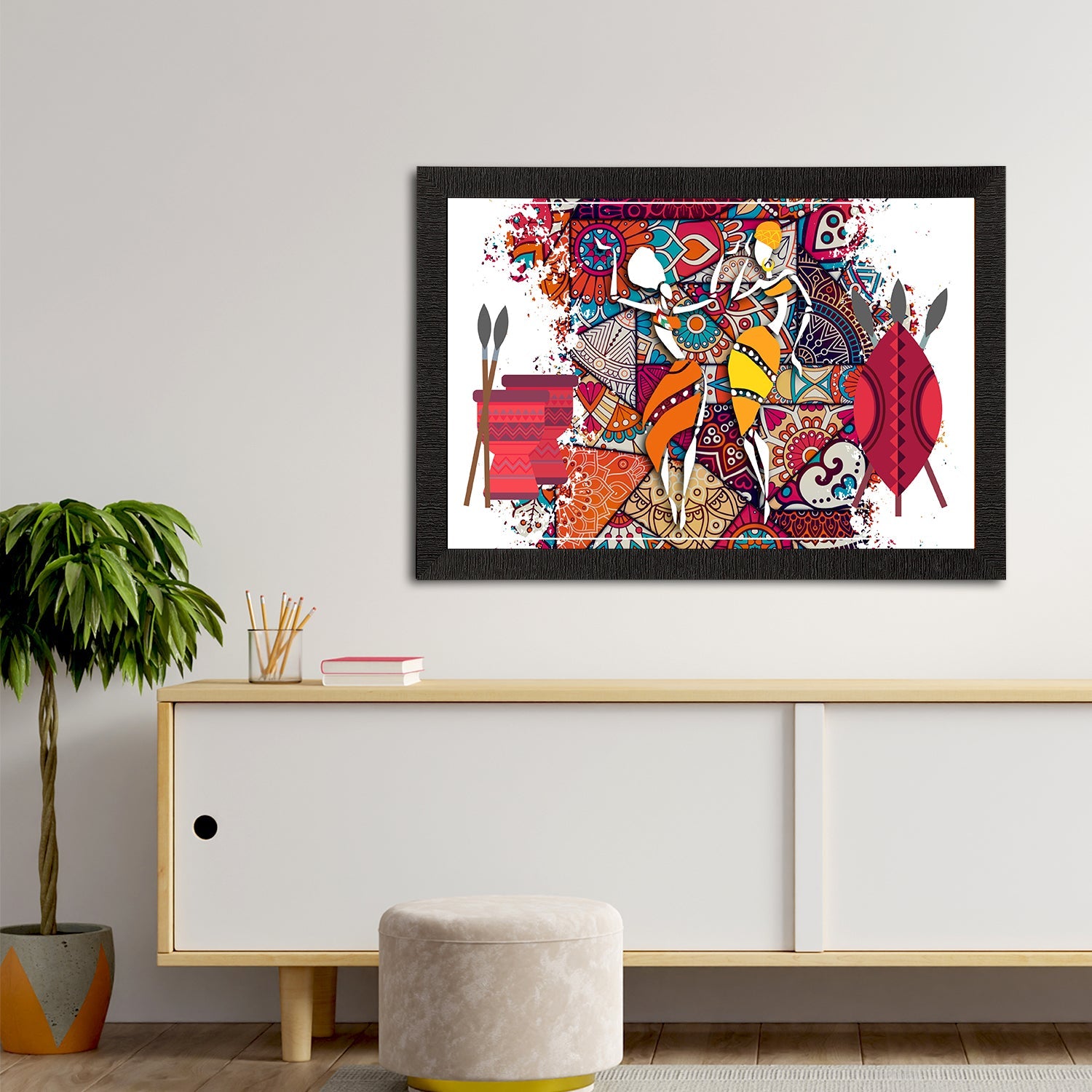 Tribal Theme Satin Matt Texture UV Art Painting Kafalo