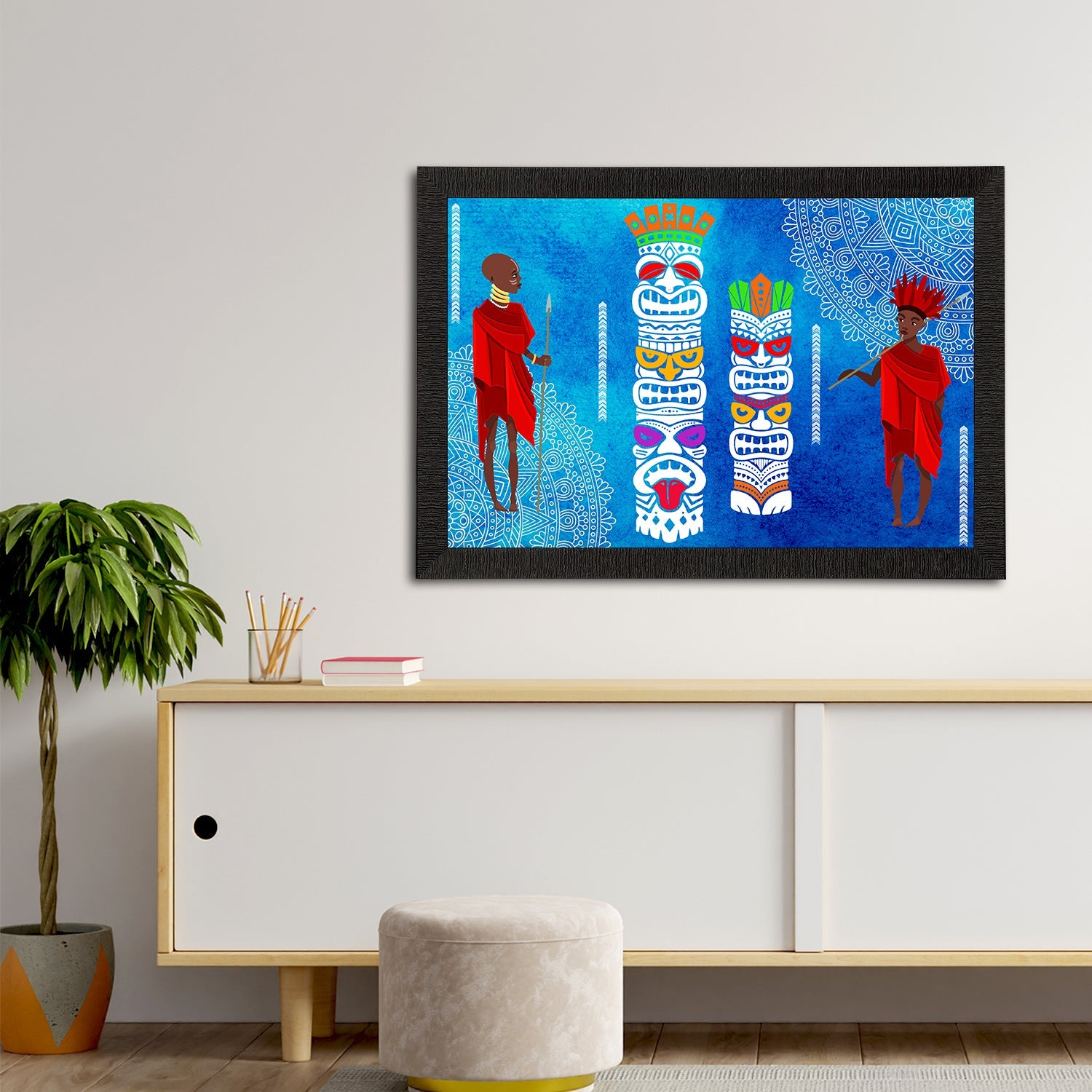 Tribal Theme Satin Matt Texture UV Art Painting Kafalo