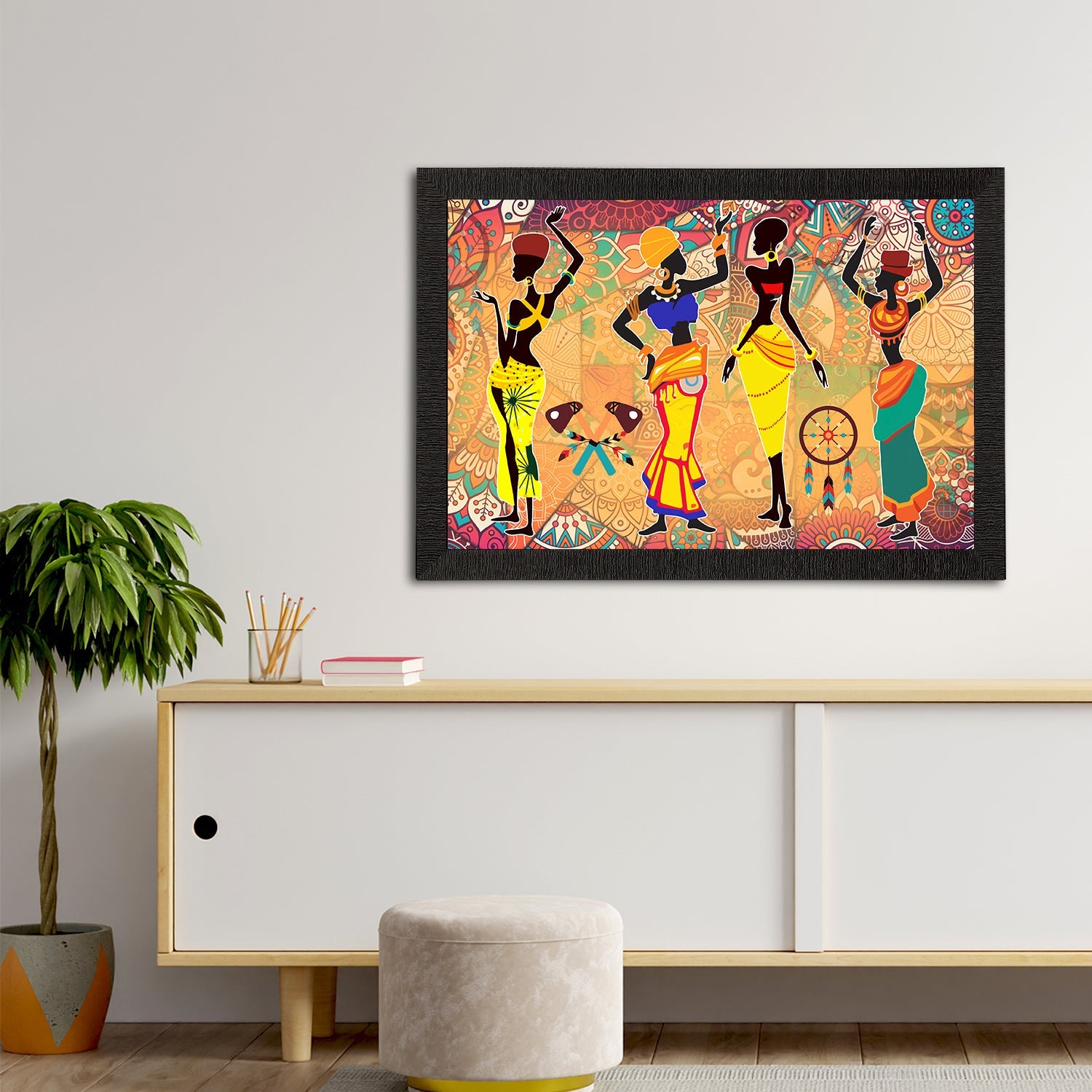 Tribal Theme Satin Matt Texture UV Art Painting Kafalo