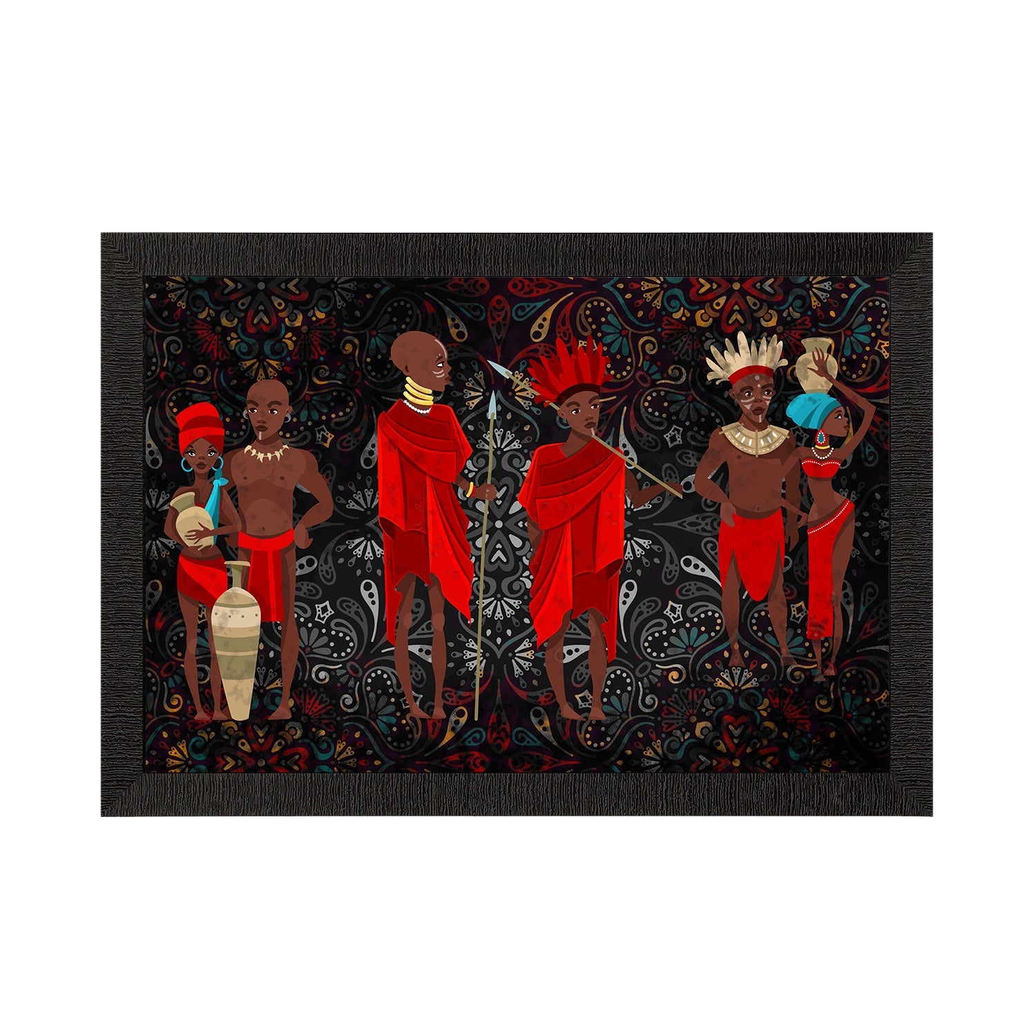 Tribal Theme Satin Matt Texture UV Art Painting Kafalo