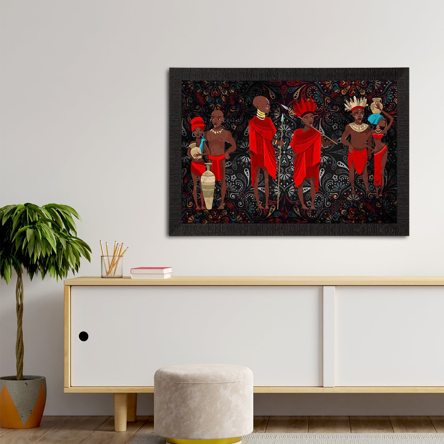 Tribal Theme Satin Matt Texture UV Art Painting Kafalo